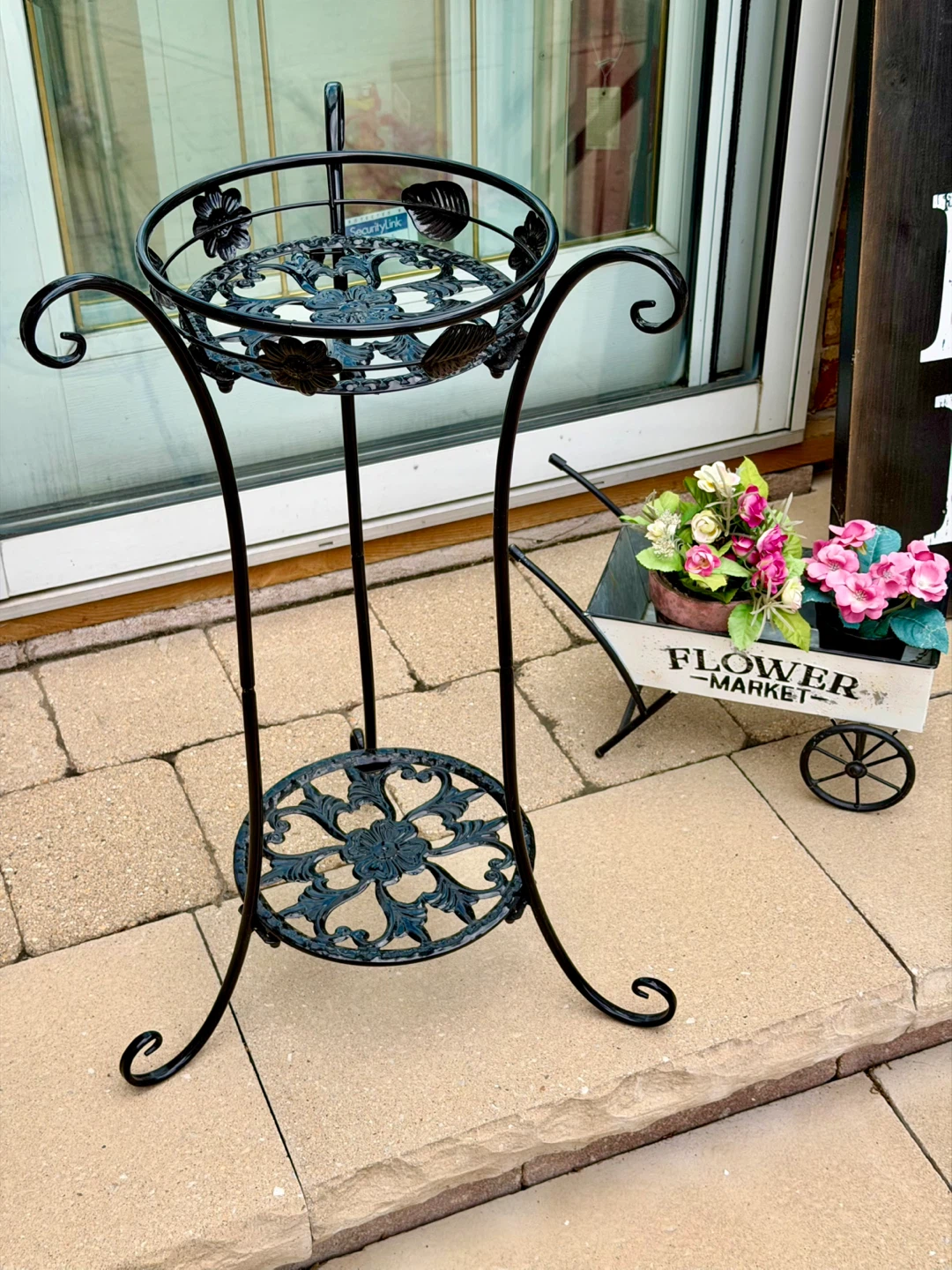 LOVELY TWO TIER BLACK FLOWER/PLANT STAND