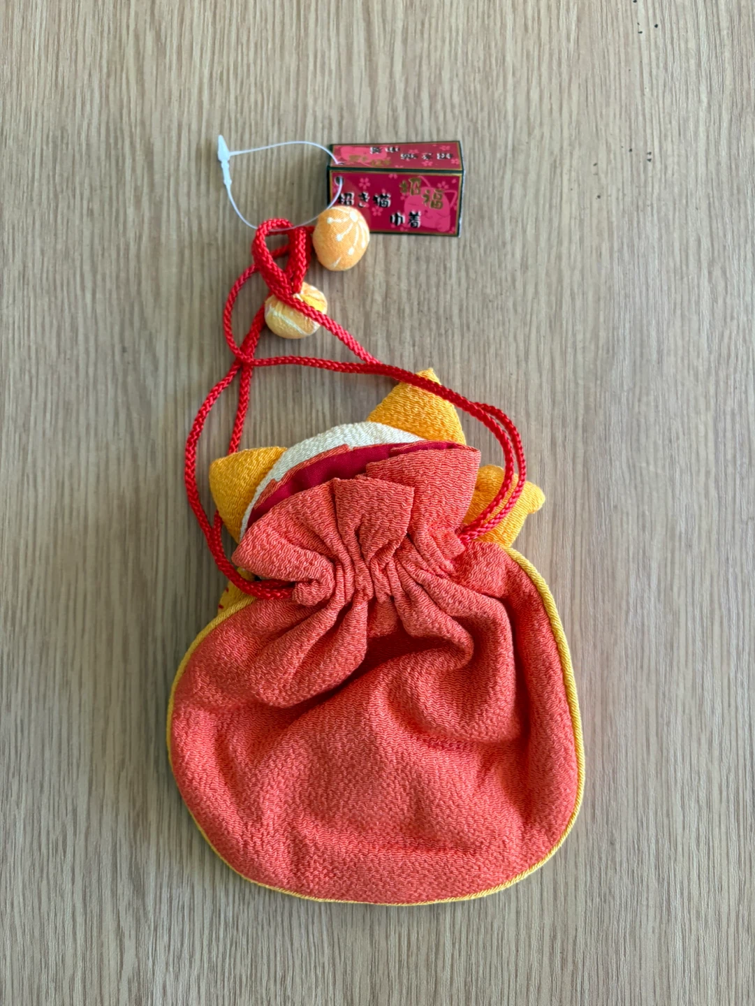 ⚽ Maneki Neko Lucky Cat Drawstring Pouch ⚽ - photo 2