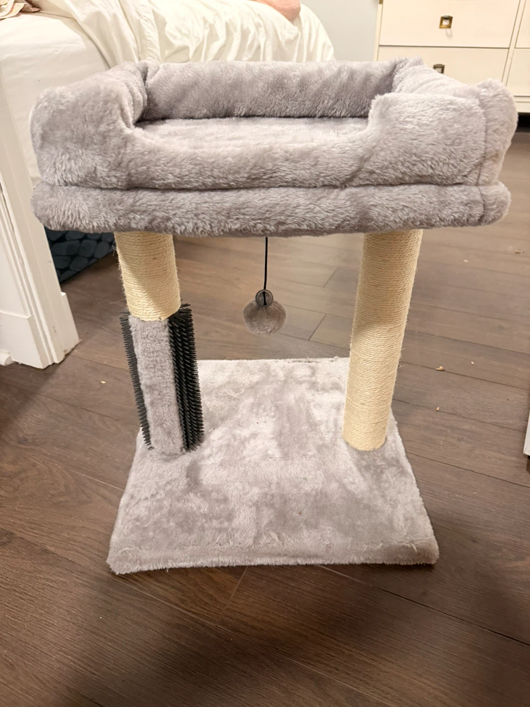 Grey Cat Tree with Perch and Scratching Post