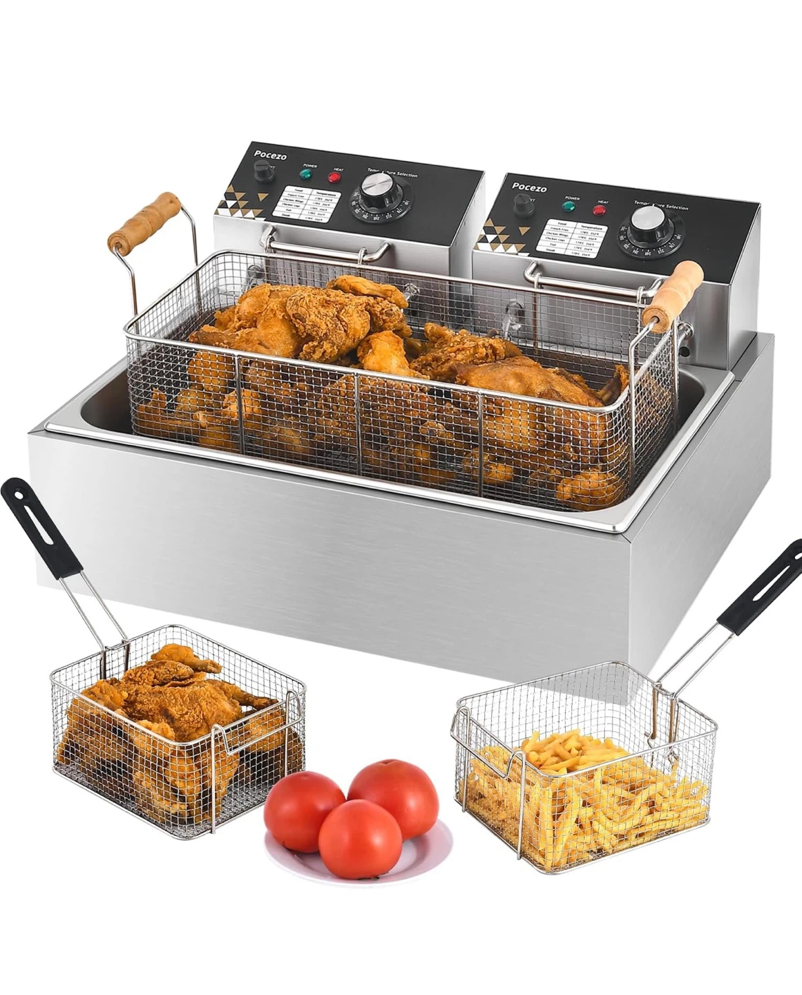 Pocezo Dual Tank Commercial Deep Fryer