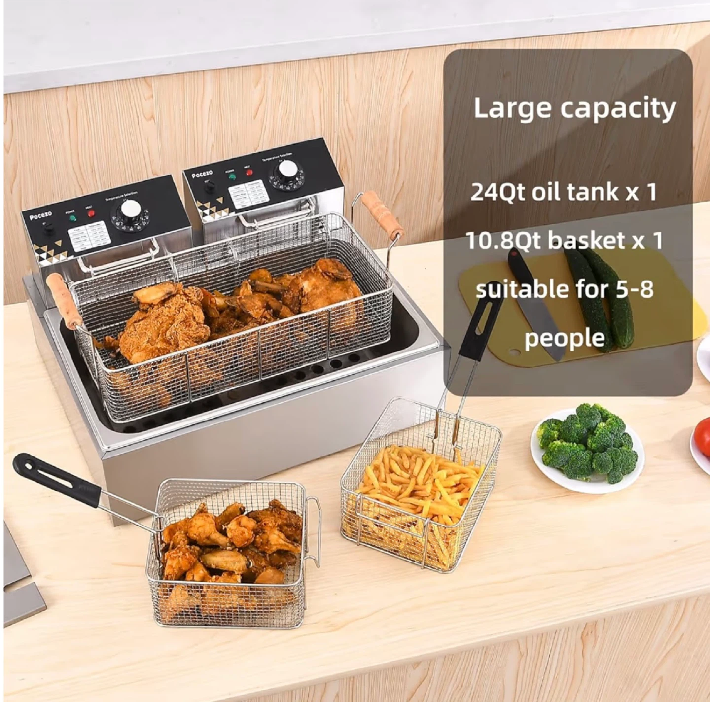 Pocezo Dual Tank Commercial Deep Fryer - photo 5
