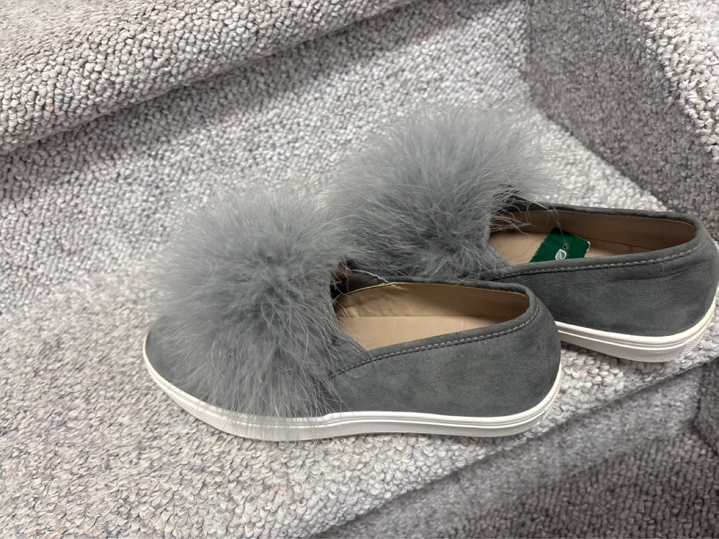 Steve Madden Grey Suede Slip-On Sneakers with Feathers - photo 2