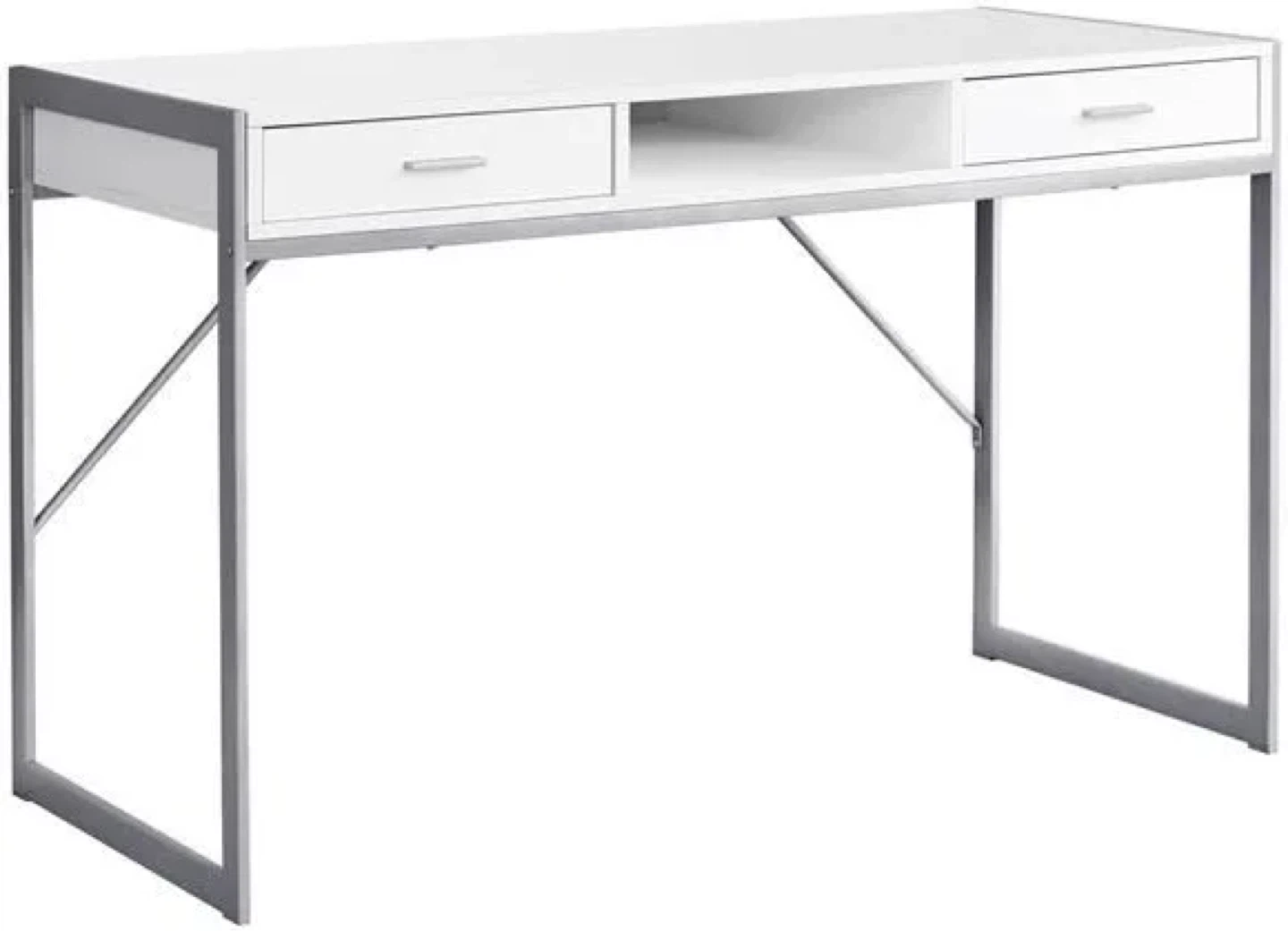 White & Silver Desk with Drawers - photo 2