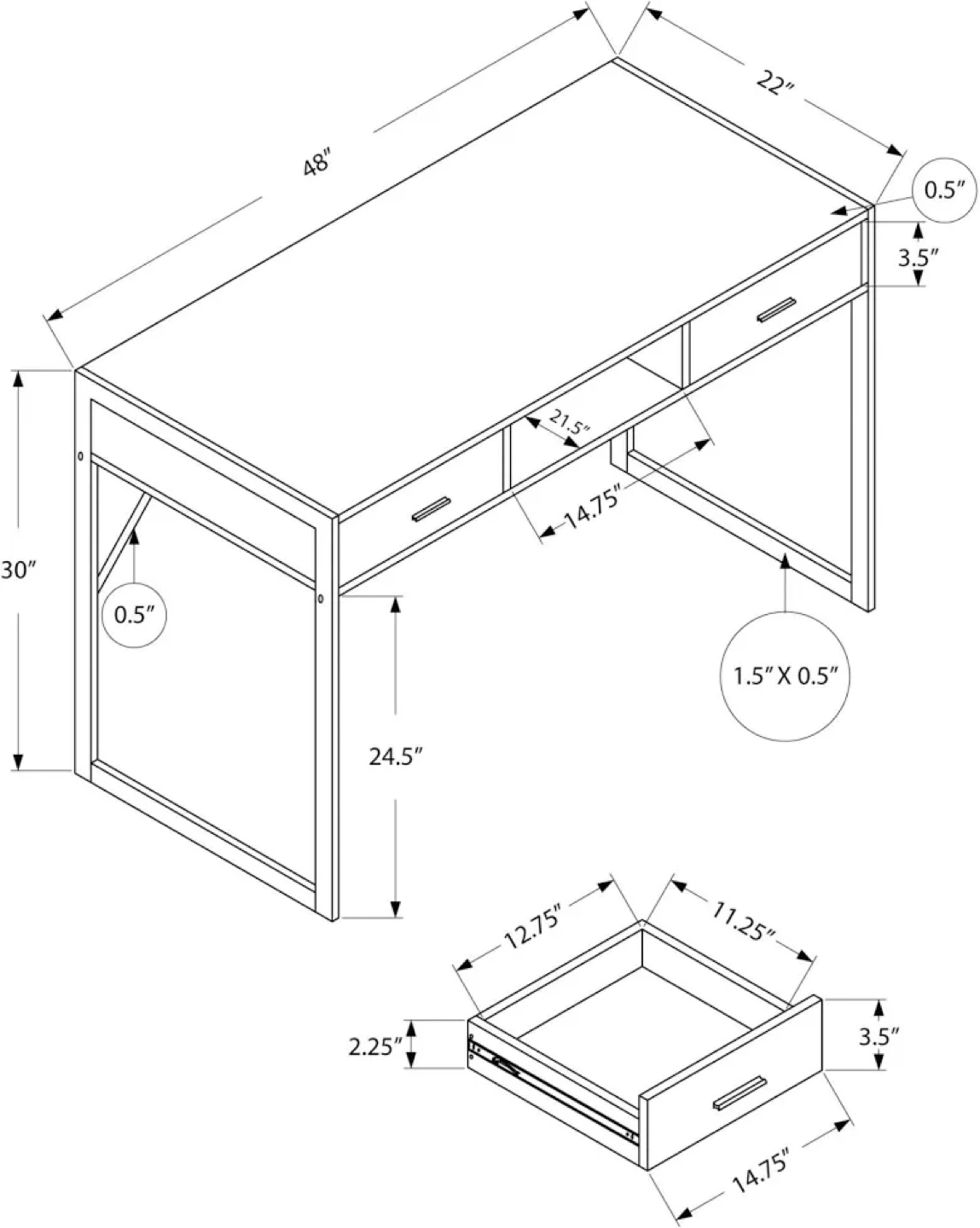 White & Silver Desk with Drawers - photo 4