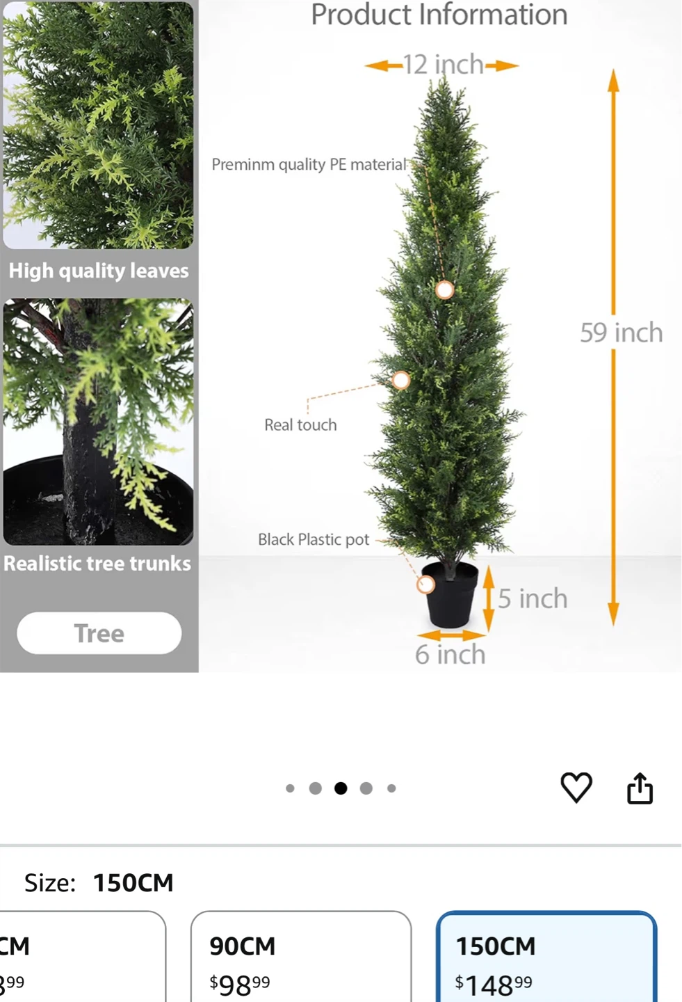Artificial Cedar Tree - 5ft 2pcs - photo 2