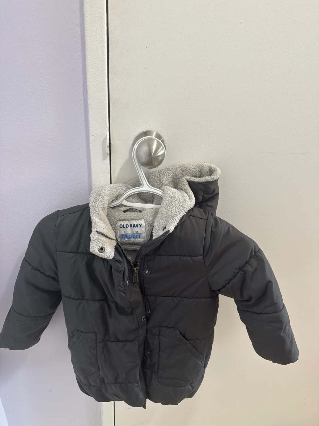 Old Navy Puffer Jacket with Sherpa Lining - Black