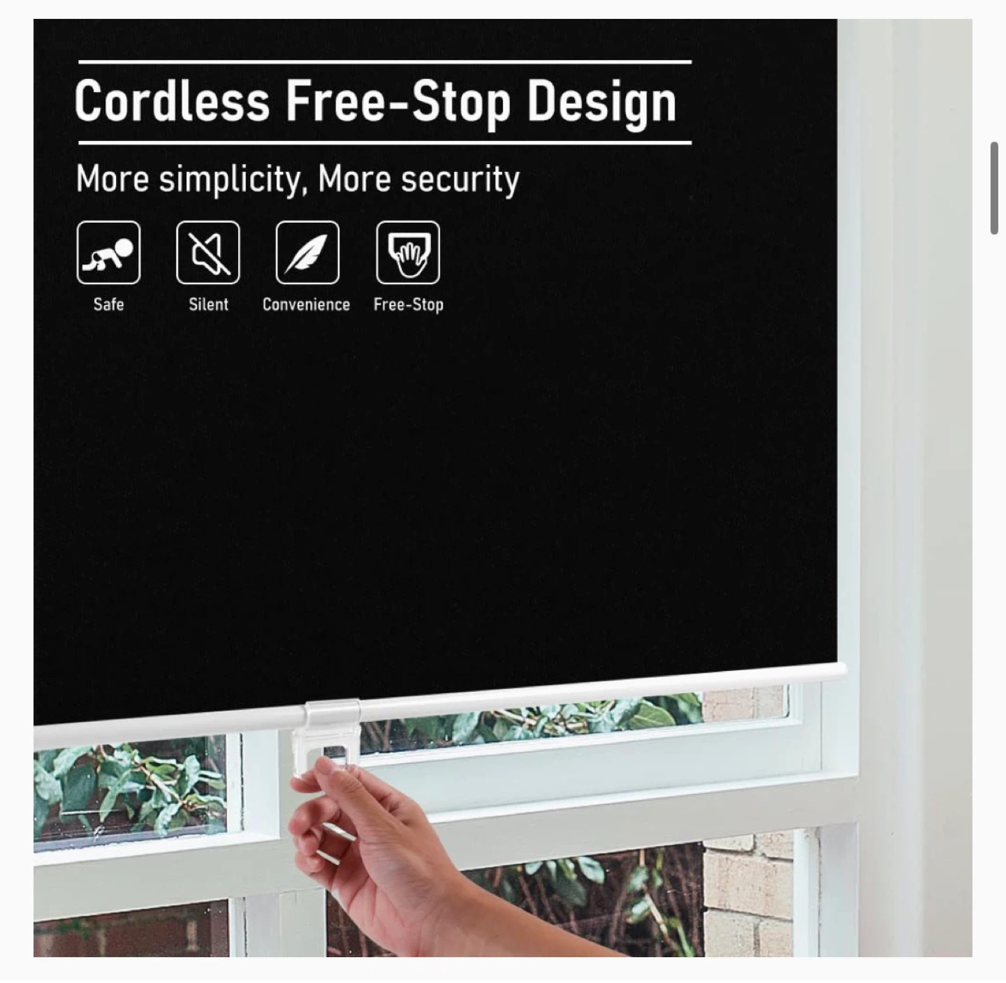 Set of 4 - Blackout Cordless Roller Blinds - 27" x 72" - photo 2