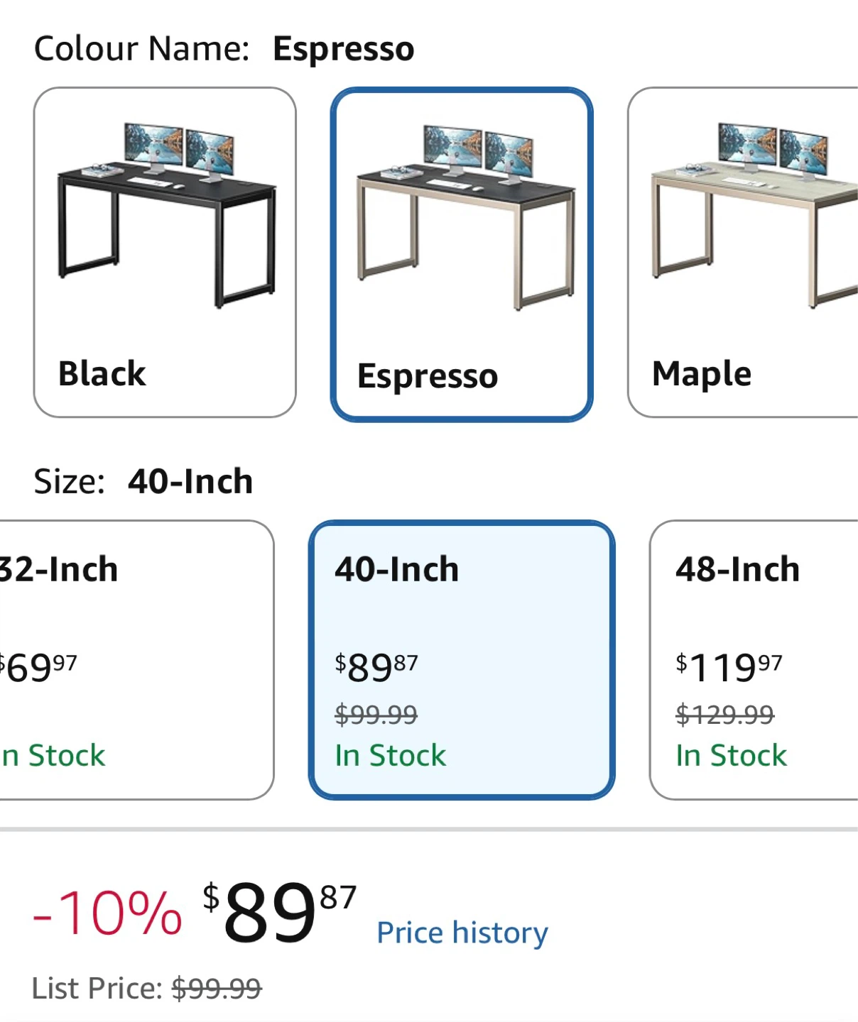 40-Inch Home Office Computer Desk, 100 x 50 cm, Espresso - photo 4