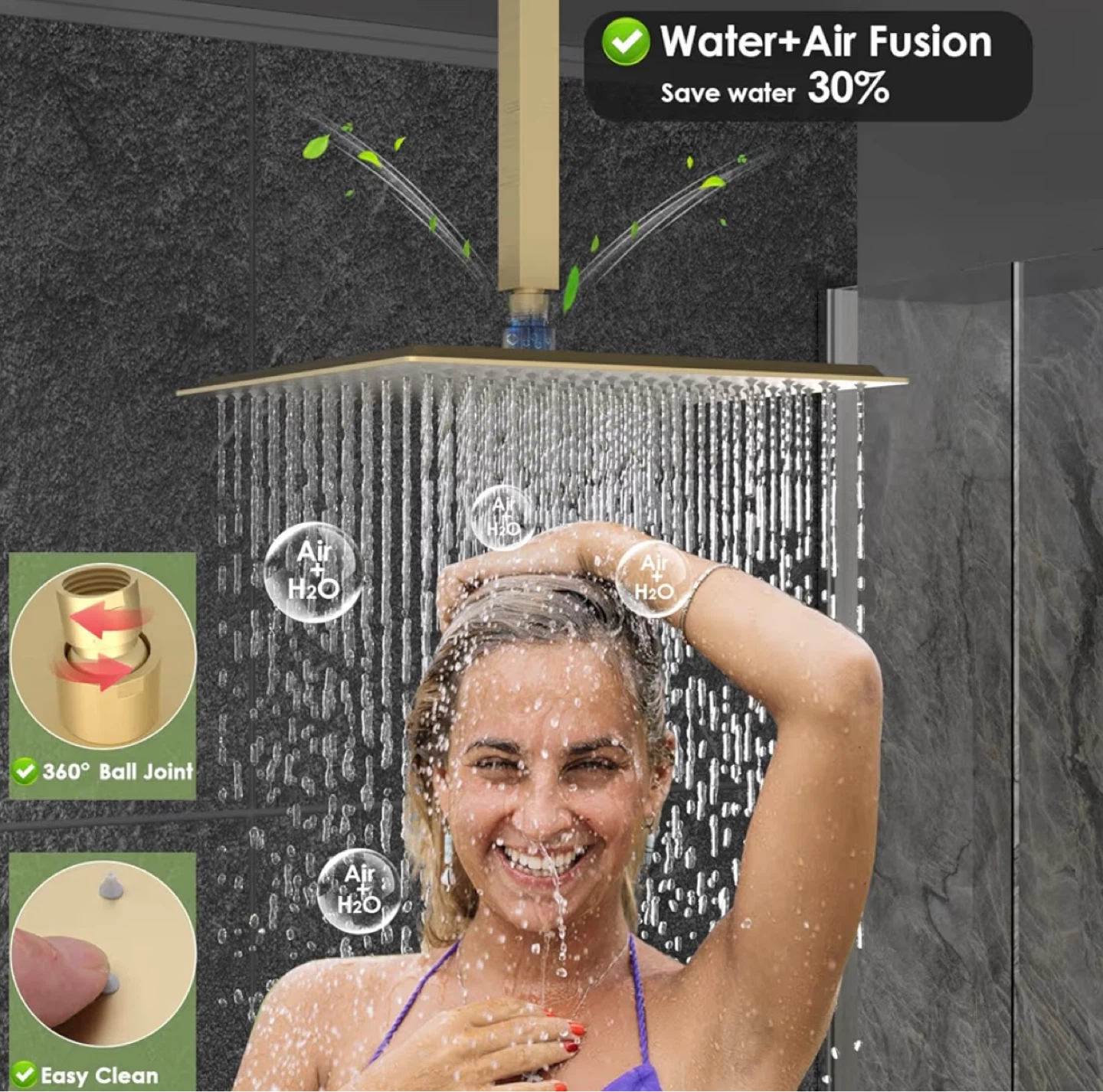 Gold Shower System with Rainfall Head and Handheld Sprayer - photo 4