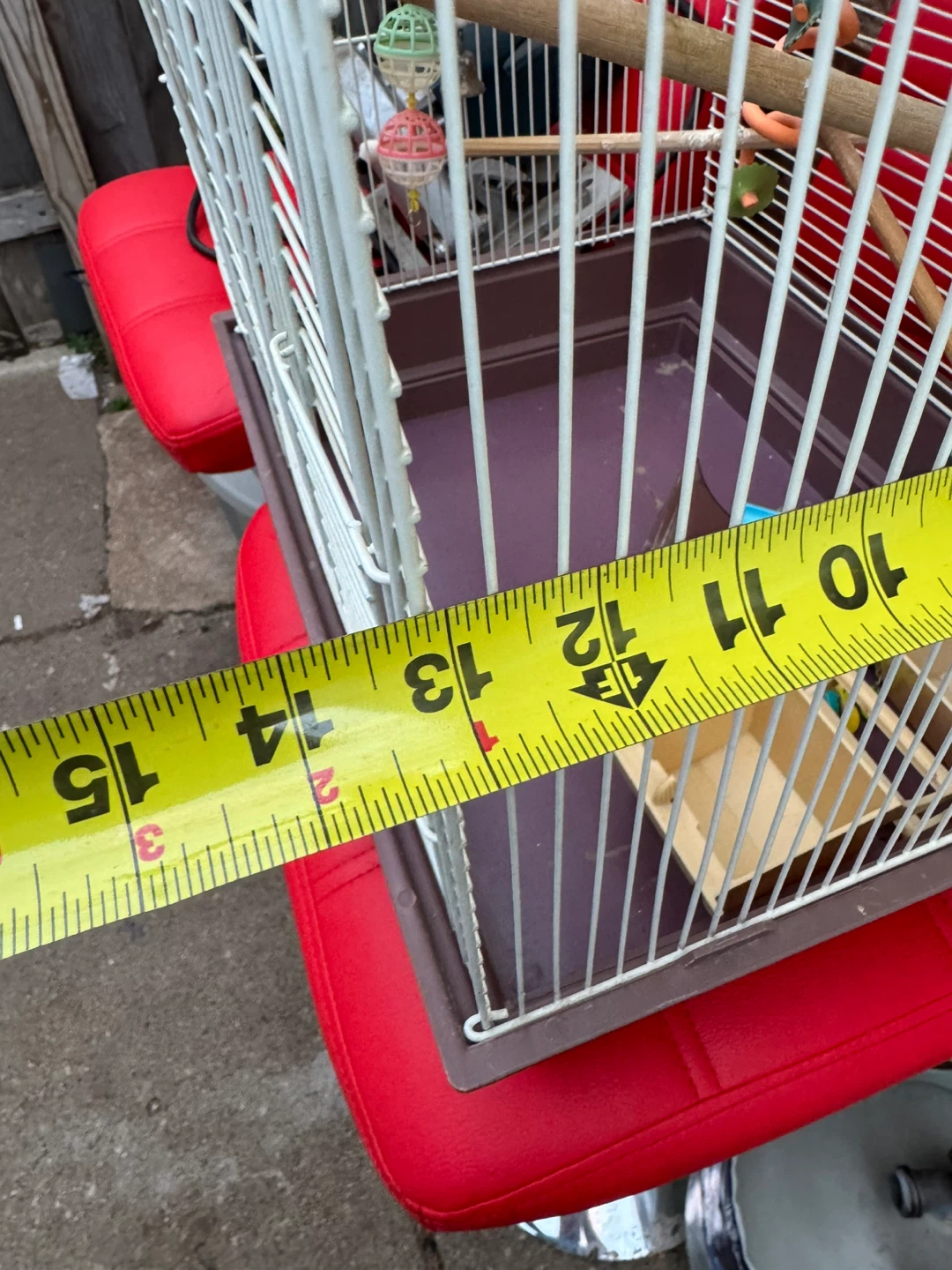 White Bird Cage with Perches and Toys - photo 3