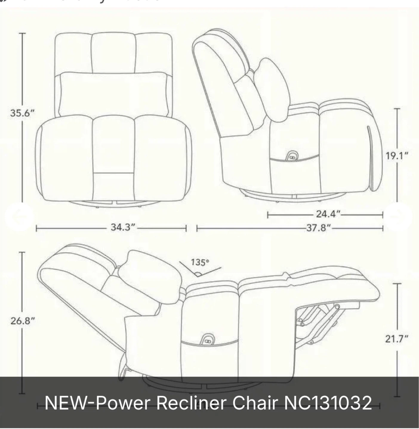 Blue Power Recliner Chair - photo 2