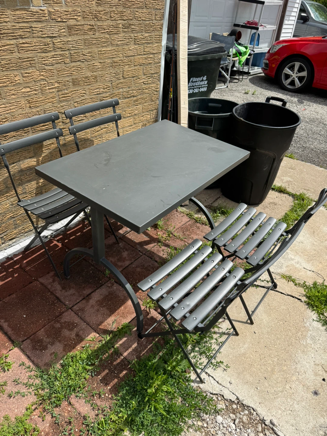 Gray Metal Bistro Table and Chairs Set - photo 2