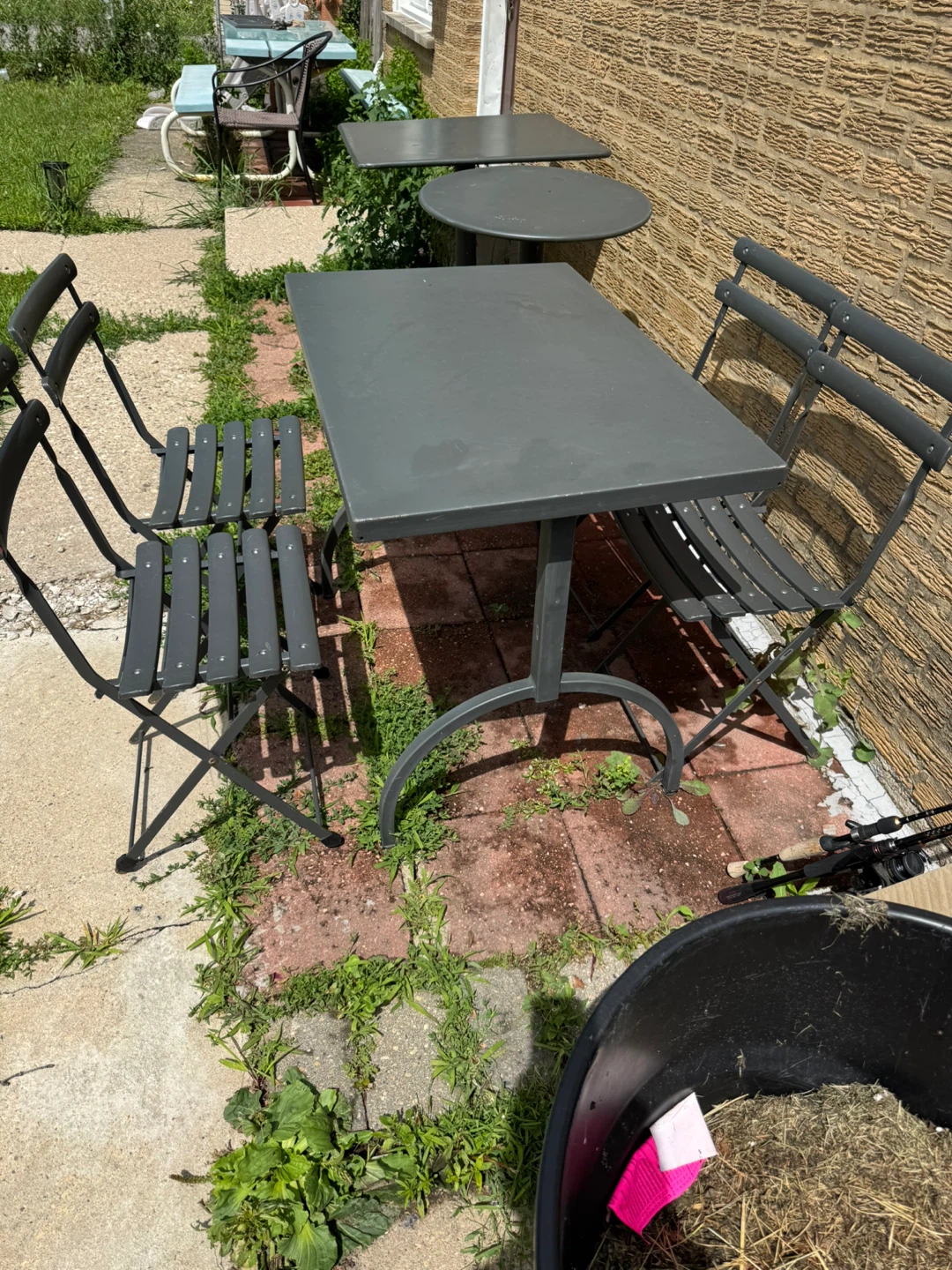 Gray Metal Bistro Table and Chairs Set