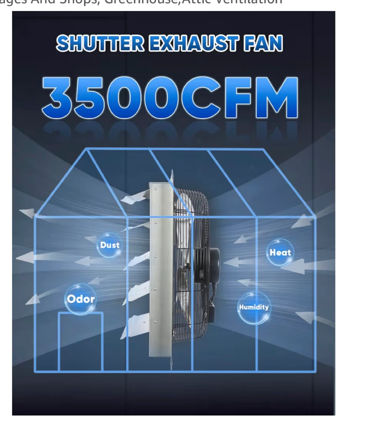 20 Inch Shutter Exhaust Fan 3500 CFM - photo 4