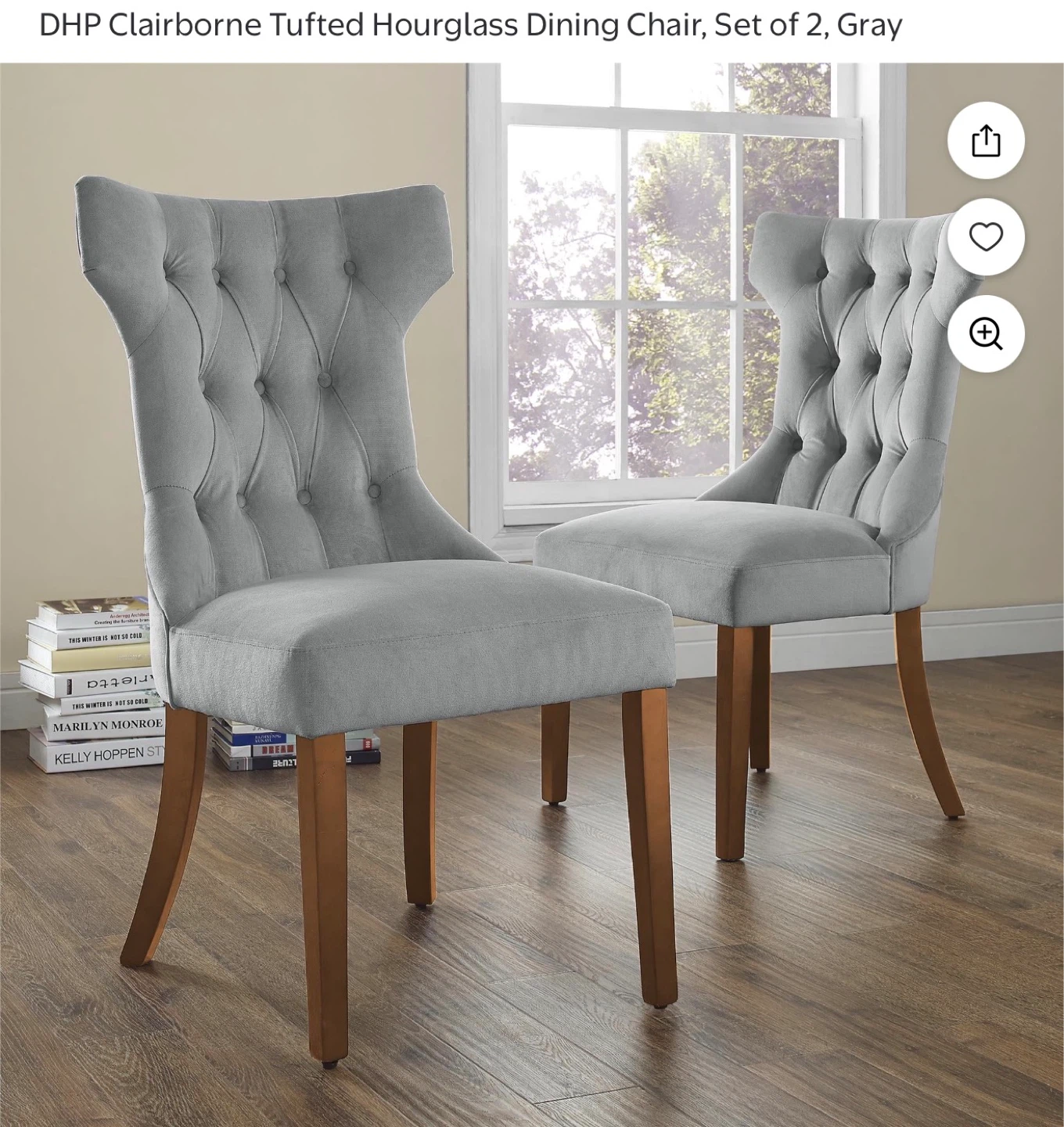 DHP Clairborne Tufted Dining Chairs, Set of 2, Gray - photo 2