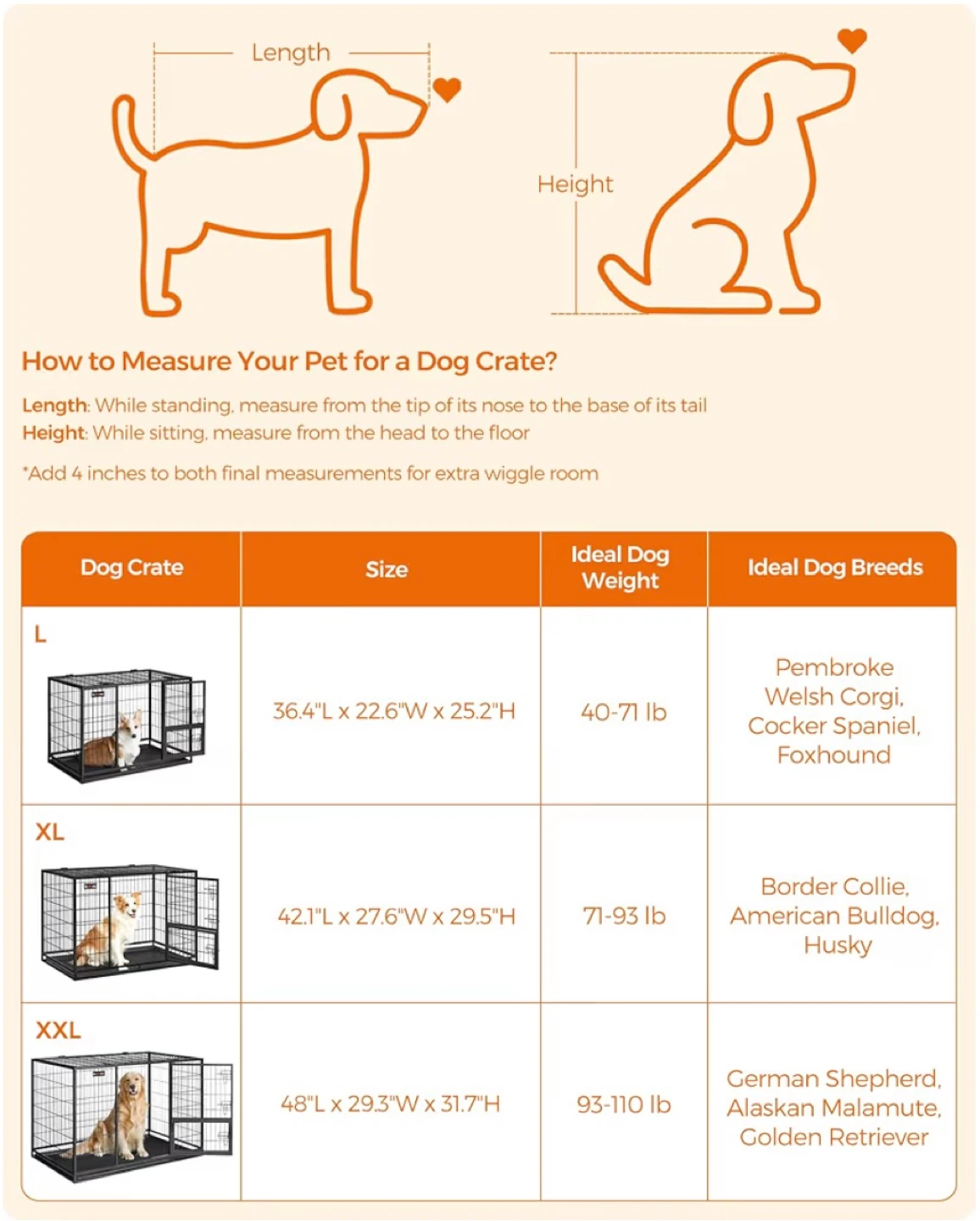 Brand new Feandria Heavy Duty Dog Crate, XXL Size, 48" L - photo 5