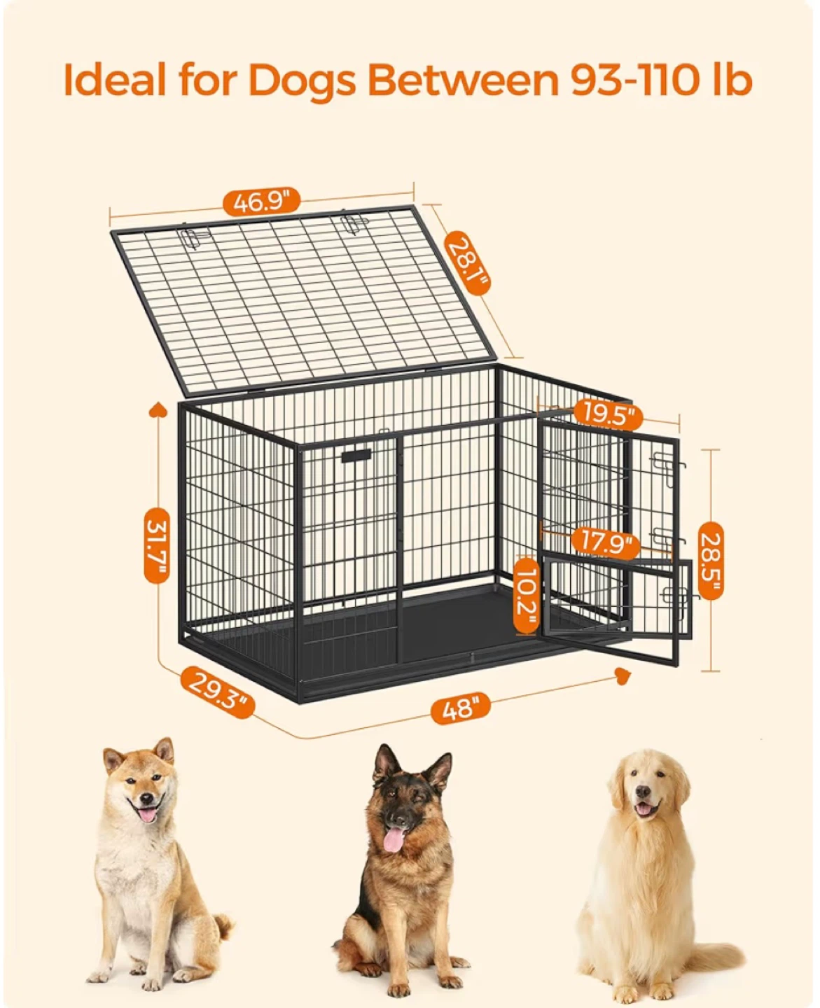 Brand new Feandria Heavy Duty Dog Crate, XXL Size, 48" L - photo 4