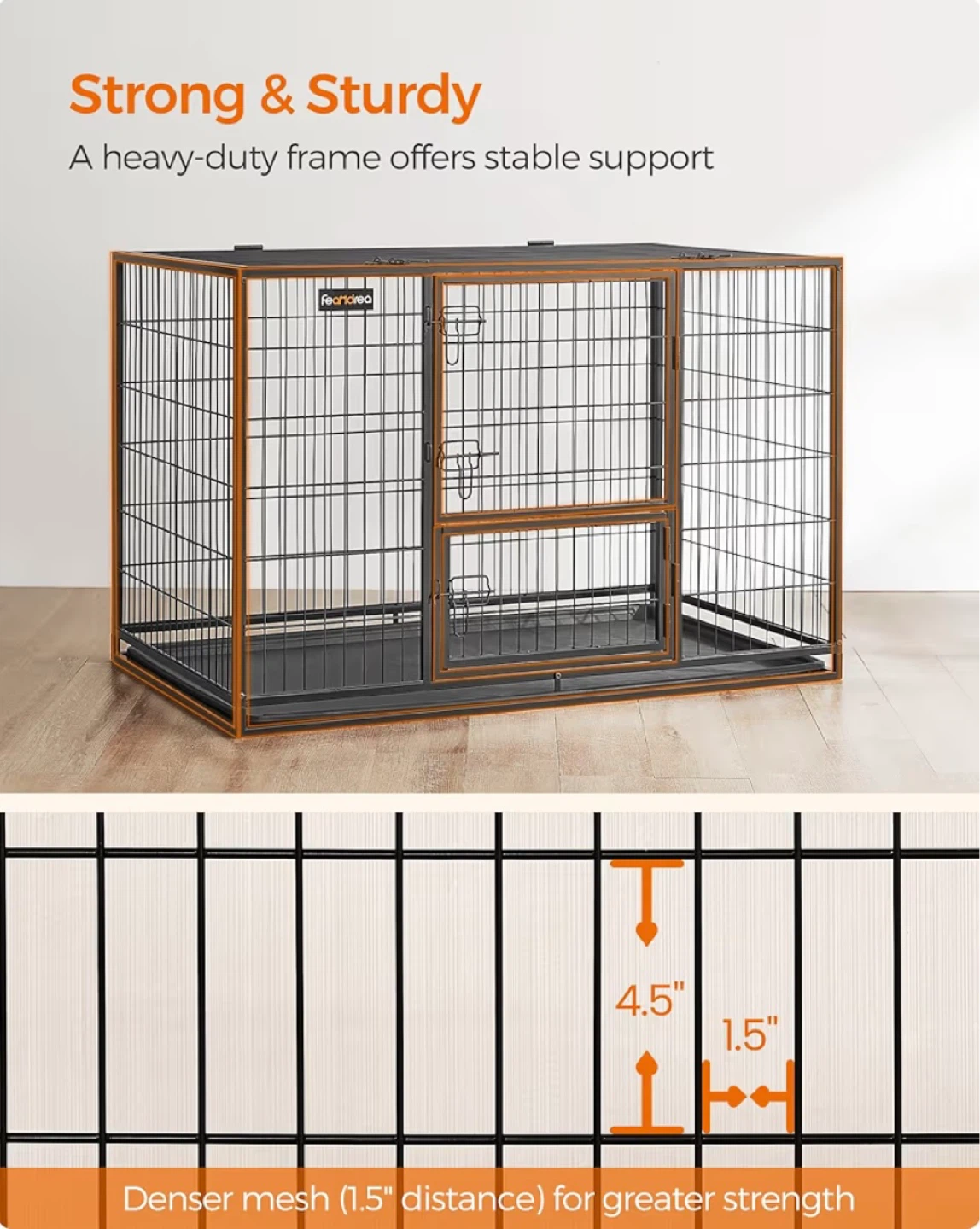 Brand new Feandria Heavy Duty Dog Crate, XXL Size, 48" L - photo 3