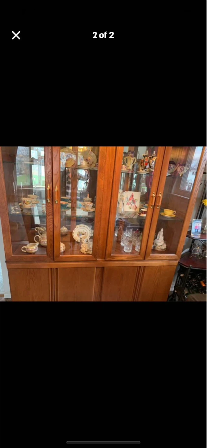 Wooden China Cabinet with Glass Doors