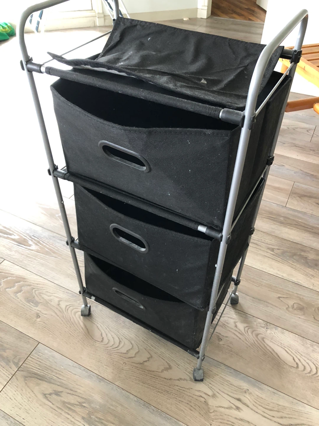Black Fabric Storage Cart with 3 Drawers