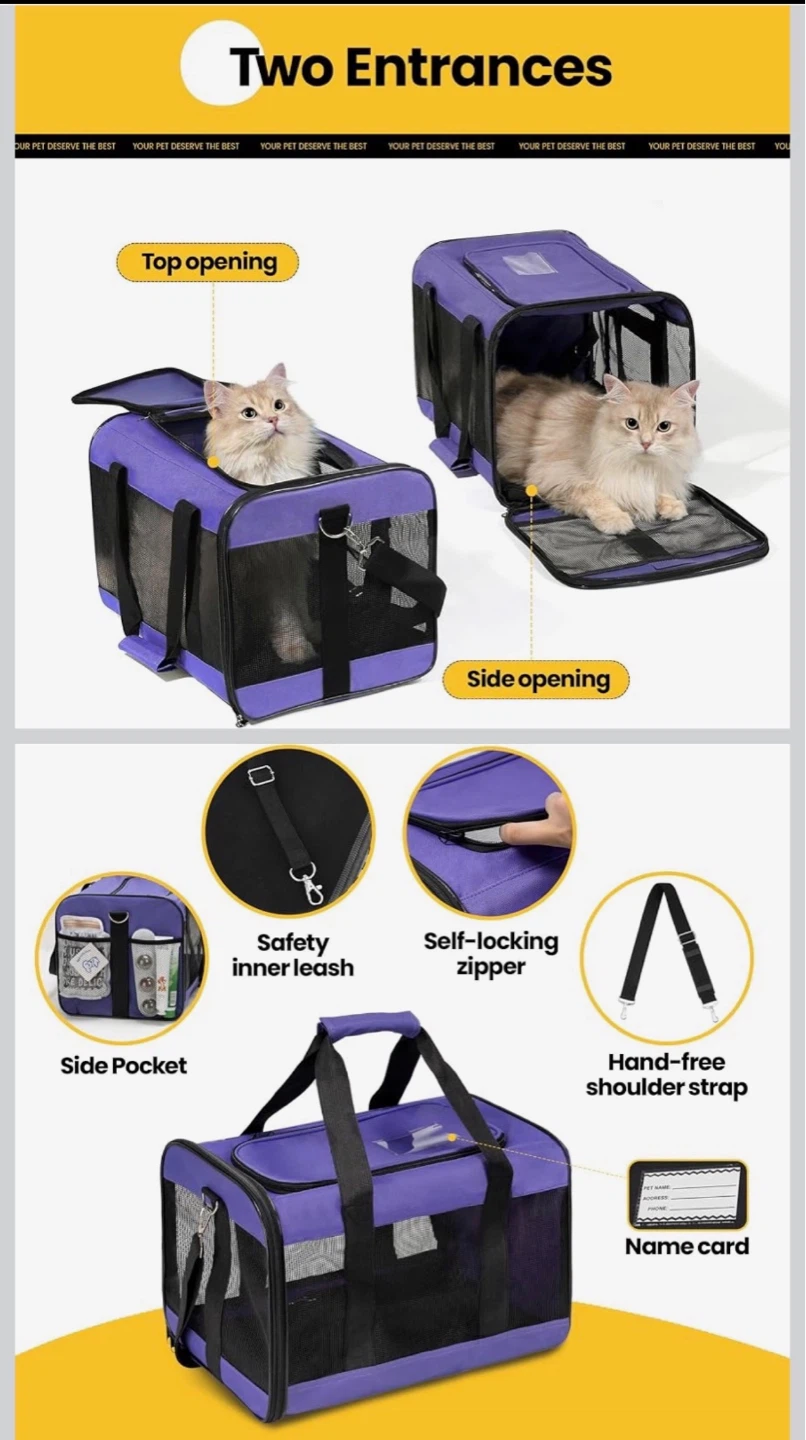 Purple Pet Carrier with Two Entrances - photo 2