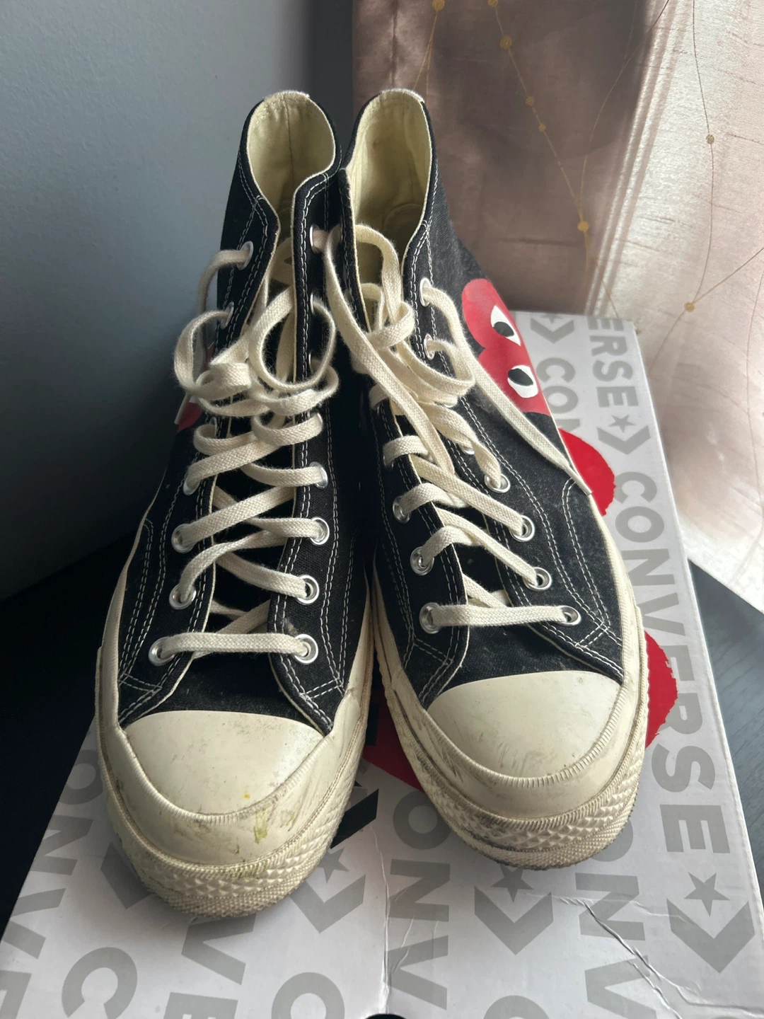 Converse Chuck Taylor All-Star High Top Black Red Heart Sneakers - photo 2