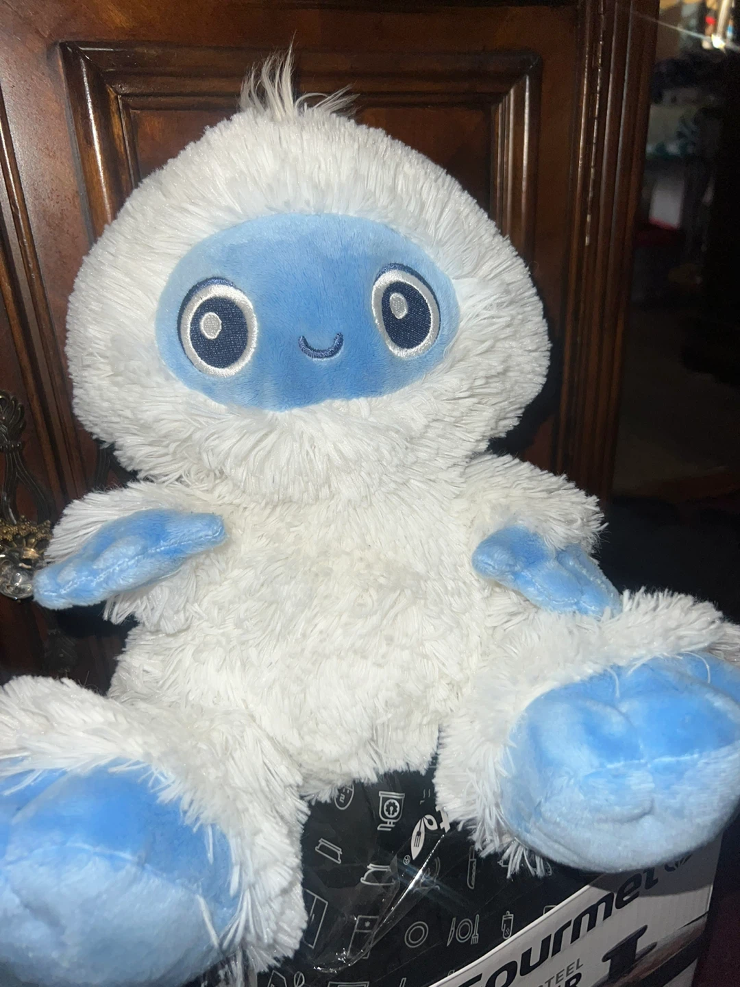 White and Blue Fluffy Plush Toy ⚽