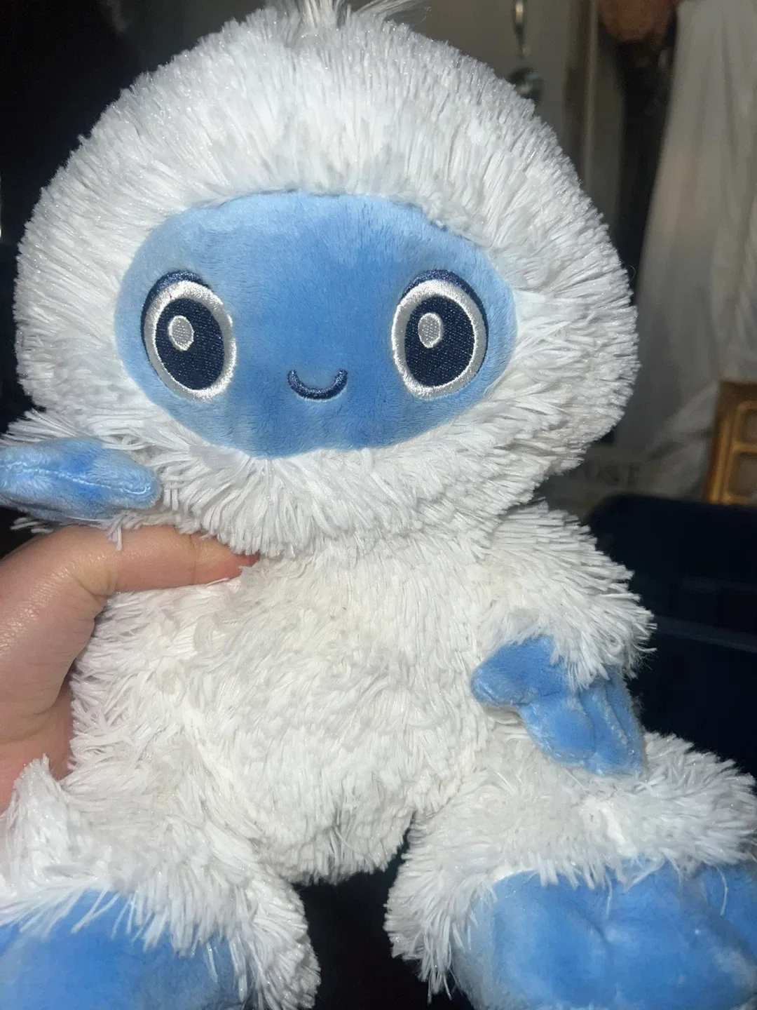 White and Blue Fluffy Plush Toy ⚽ - photo 2