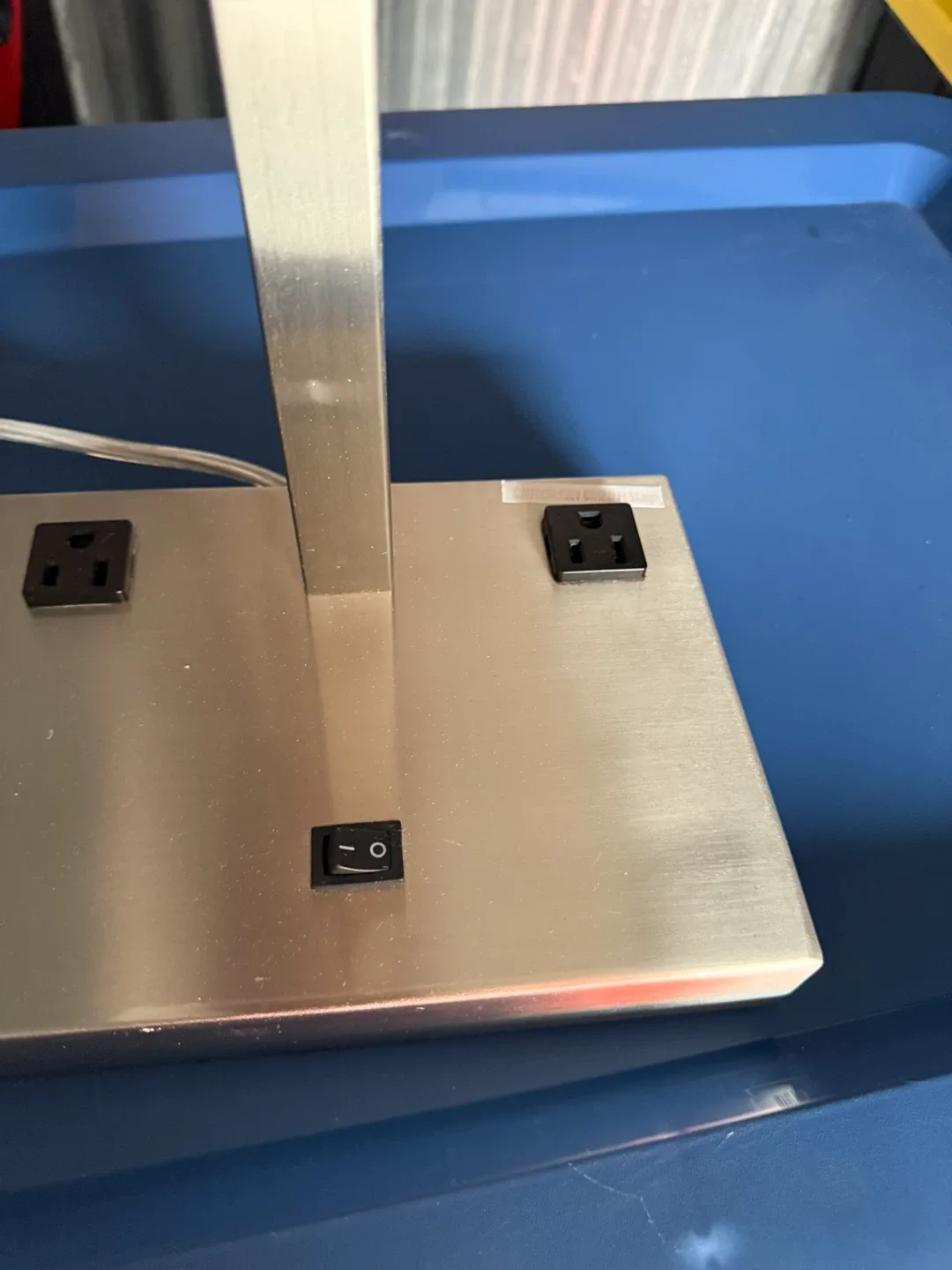 ⚽️ Brushed Nickel Table Lamp with Outlets - photo 2