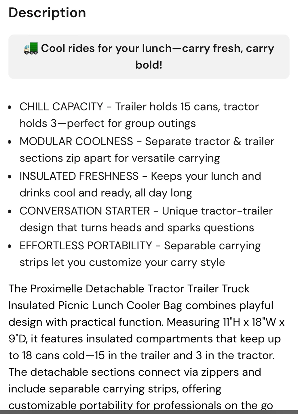 Detachable Trailer Truck Insulated Lunch Cooler bag ⚽️ - photo 4
