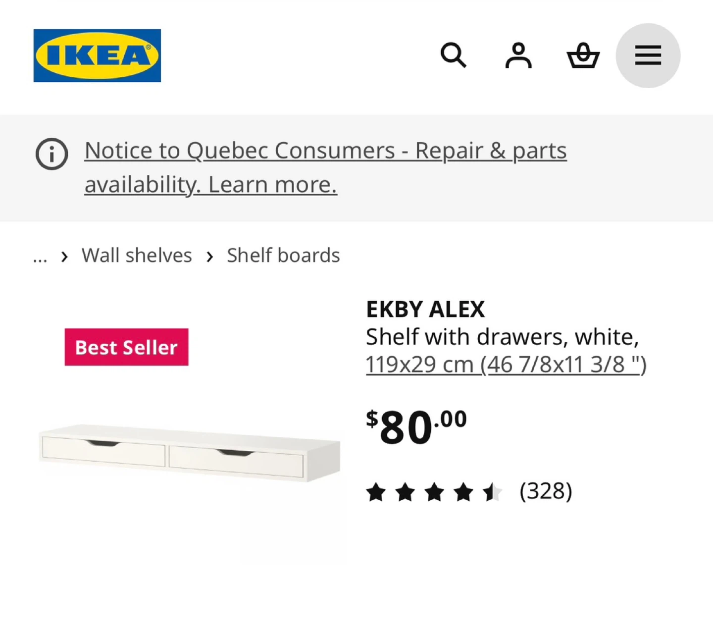 IKEA EKBY ALEX Shelf with Drawers - photo 3