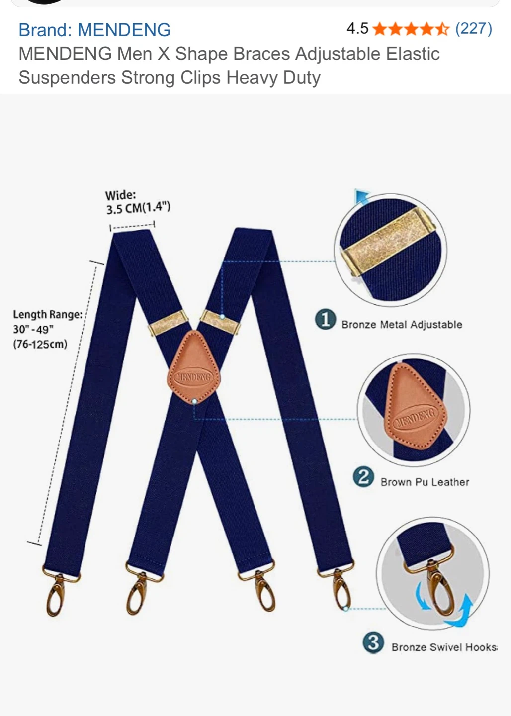 Mendeng Men X Shape Braces Adjustable Elastic Suspenders - photo 4