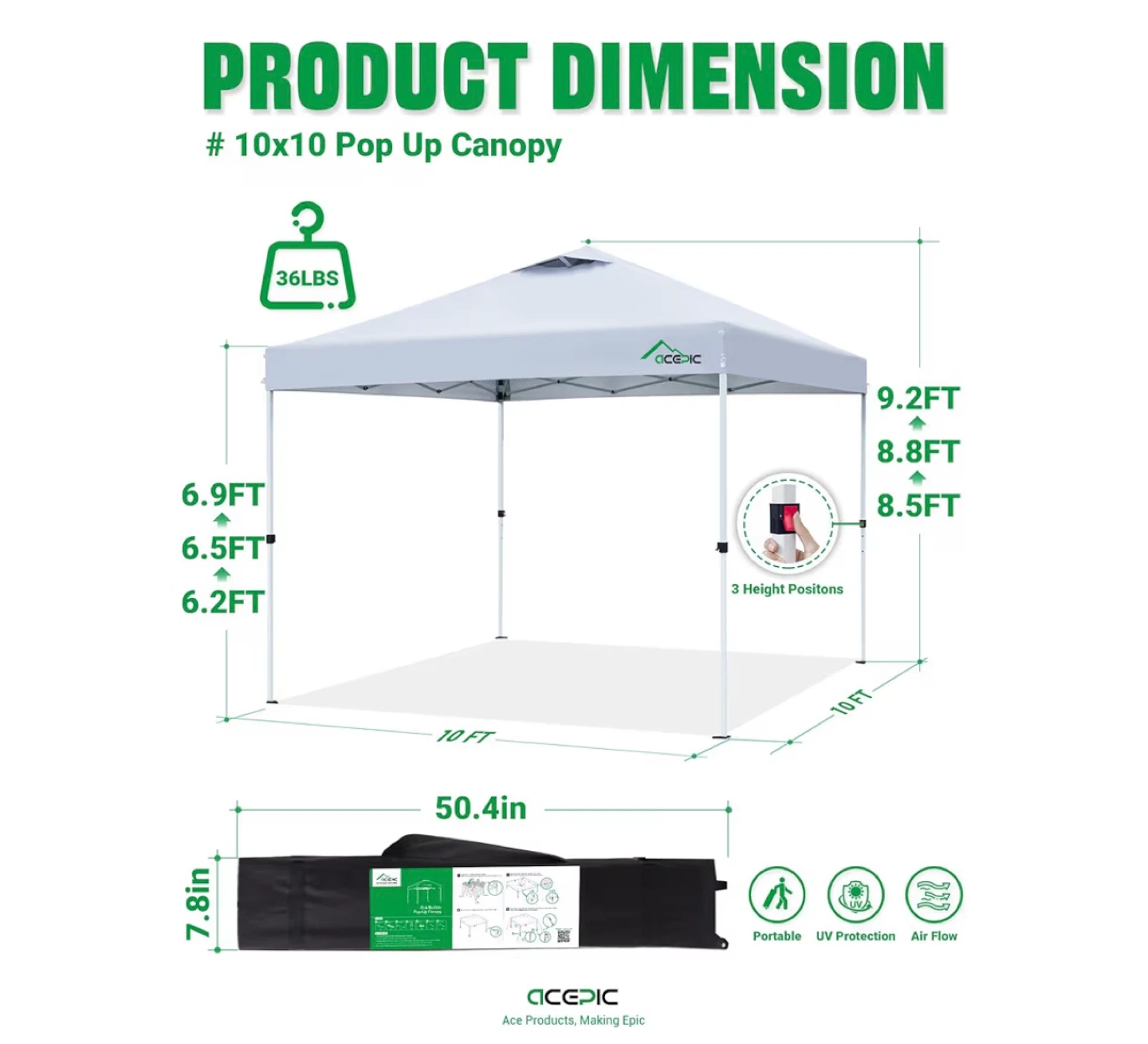 ACEPIC 10x10 Pop Up Canopy Tent - photo 2