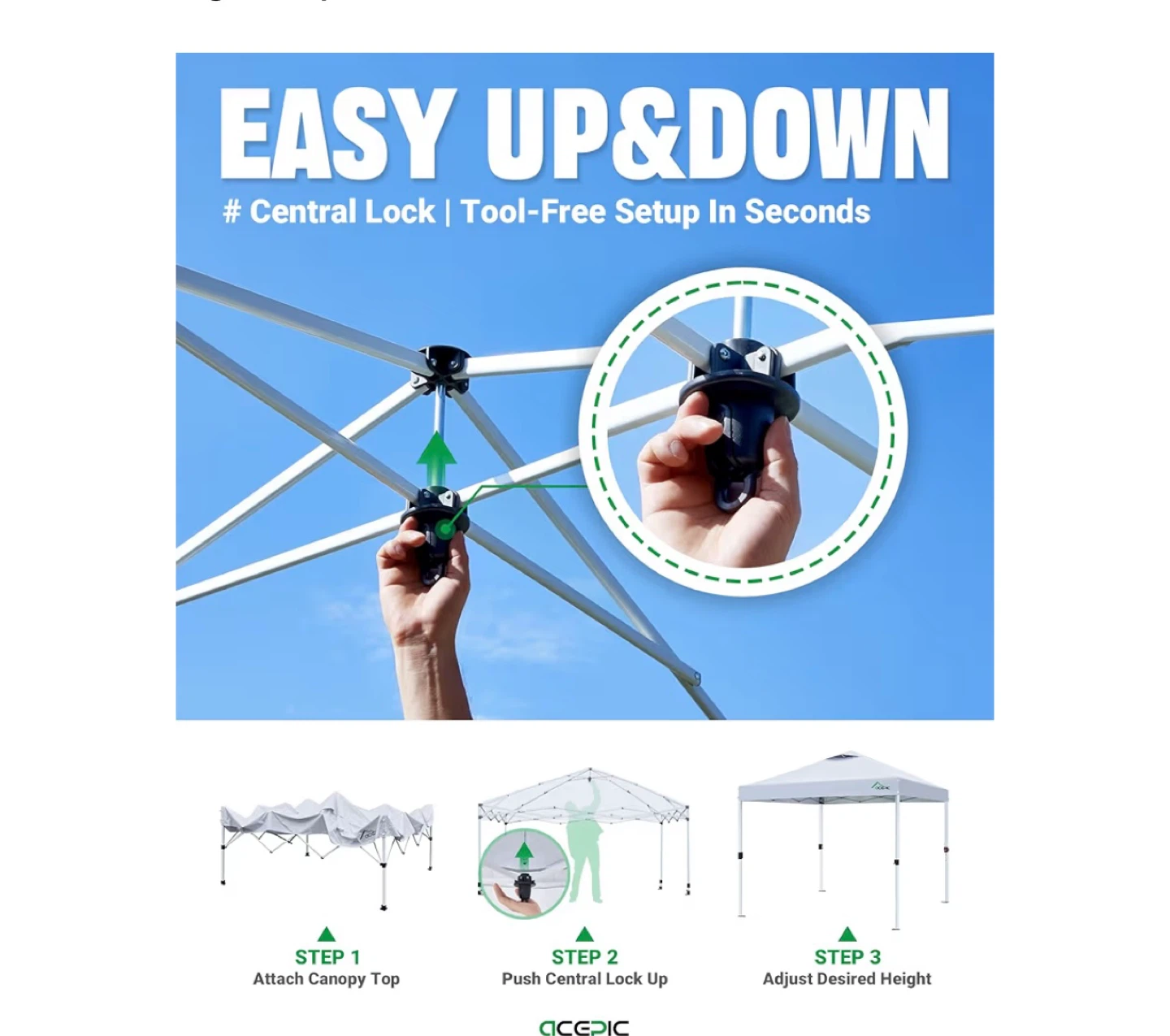 ACEPIC 10x10 Pop Up Canopy Tent - photo 4