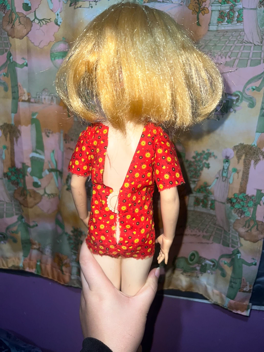 Vintage Doll Red Floral Outfit with doll ⚽ - photo 2