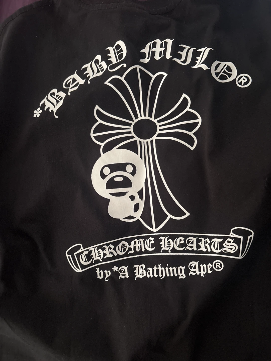 1:1 black bape x chrome hearts  tee