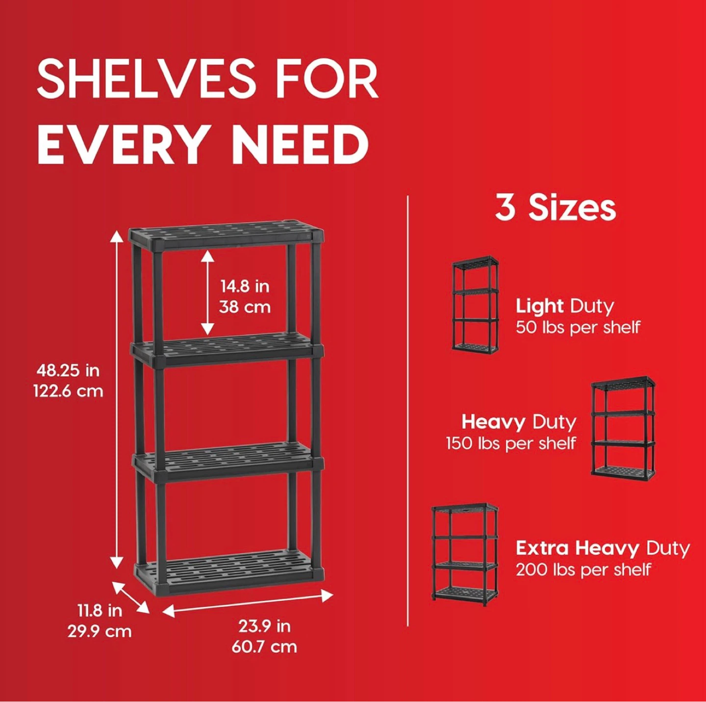 Black 4-Tier Storage Shelf Unit - photo 2