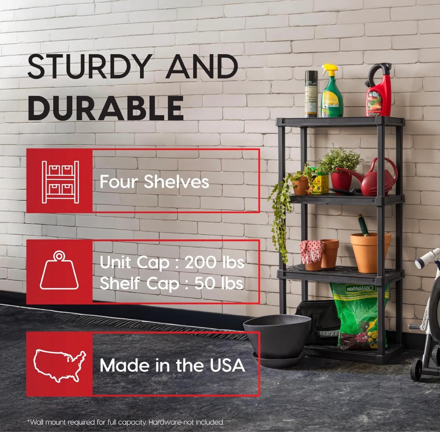 Black 4-Tier Storage Shelf Unit - photo 3