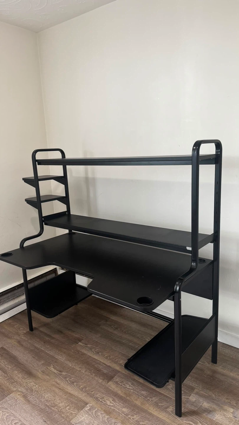 Black Computer Desk with Shelves - photo 5