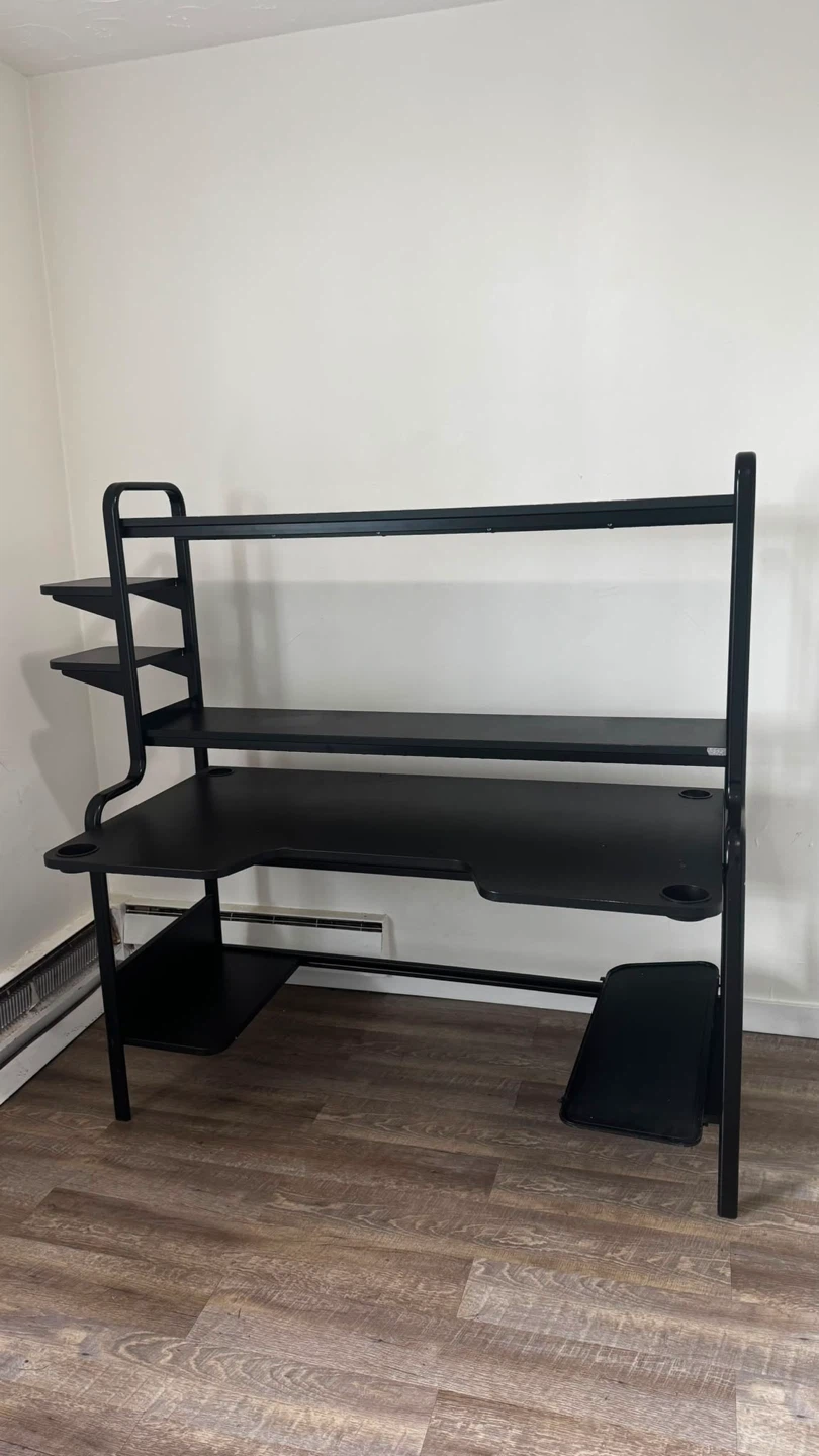 Black Computer Desk with Shelves - photo 4