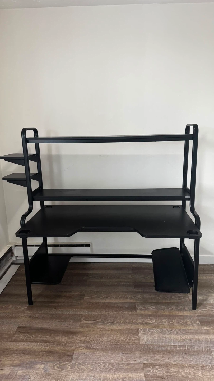 Black Computer Desk with Shelves - photo 2