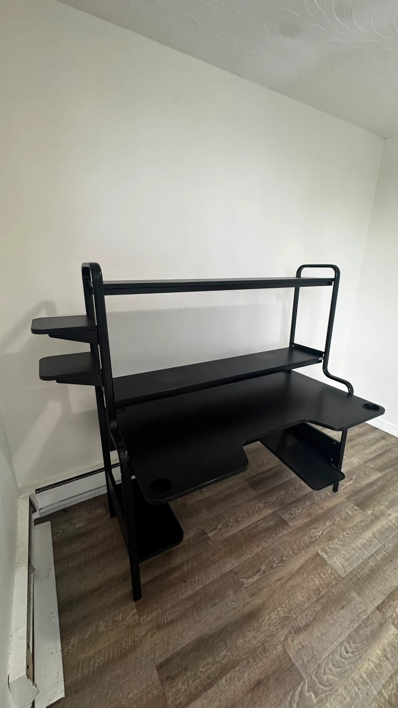 Black Computer Desk with Shelves - photo 3