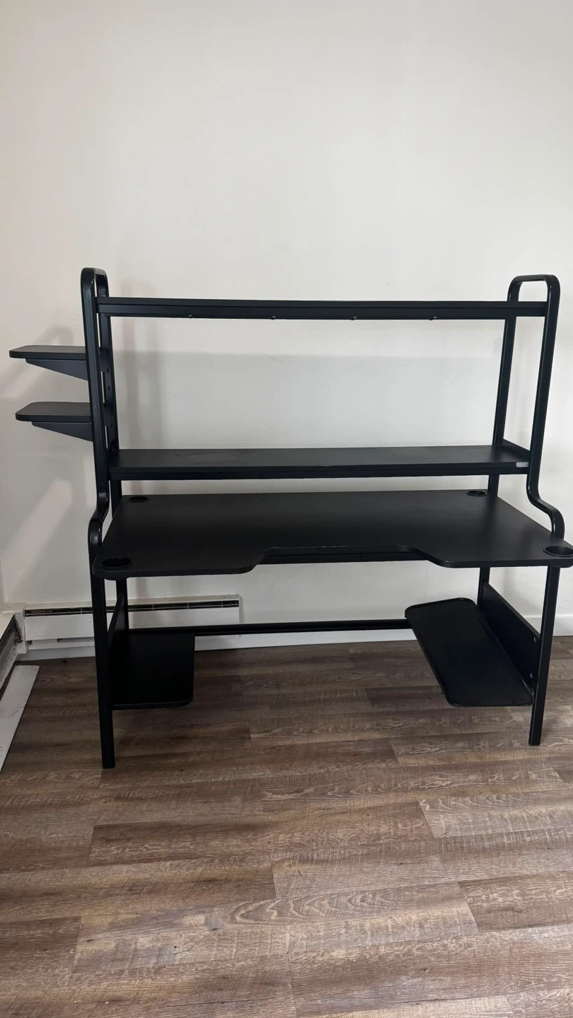Black Computer Desk with Shelves