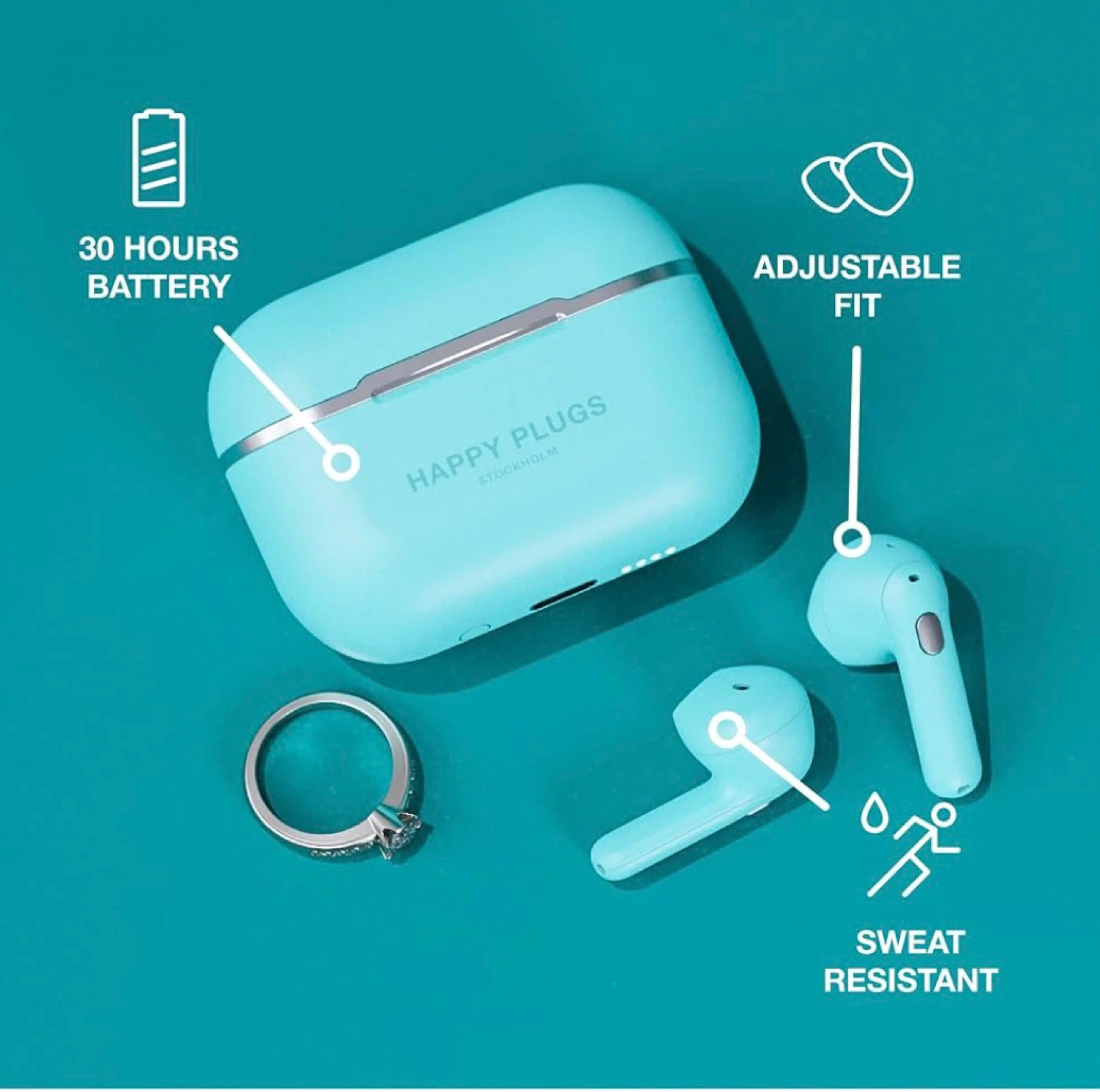 Happy Plugs Hope Wireless Earbuds - Turquoise - photo 3