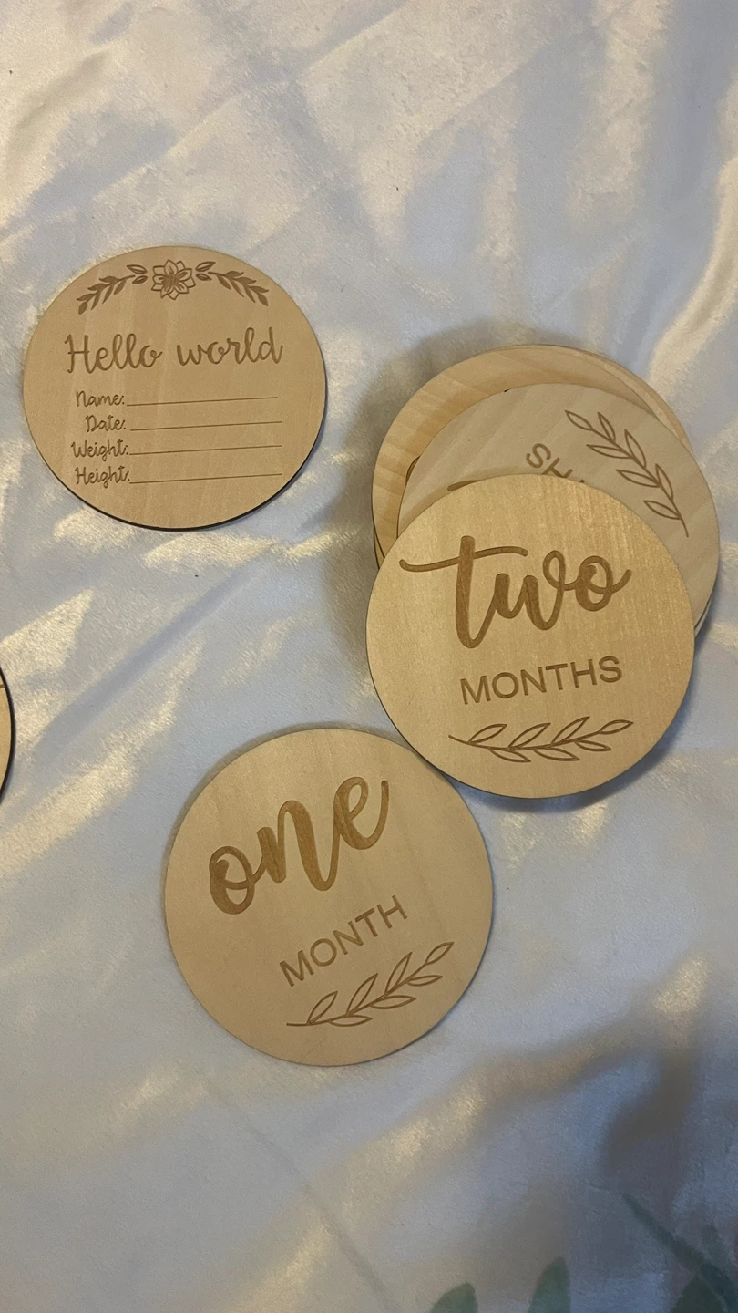 ⚽️ Baby Monthly Milestone Wooden Discs & Double-sided Mat - photo 2