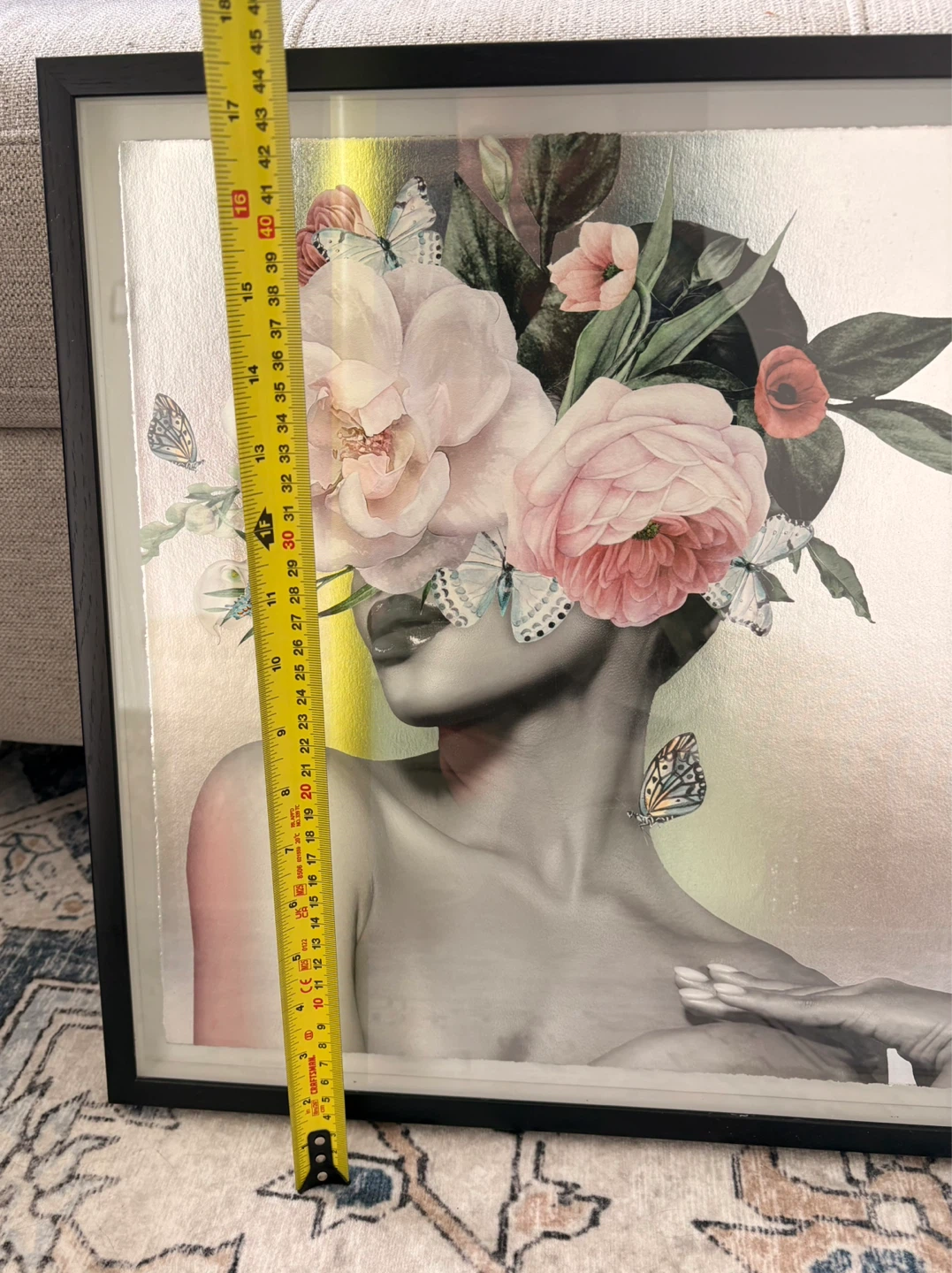 Framed Wall Art - Woman with Flowers & Butterflies - photo 2