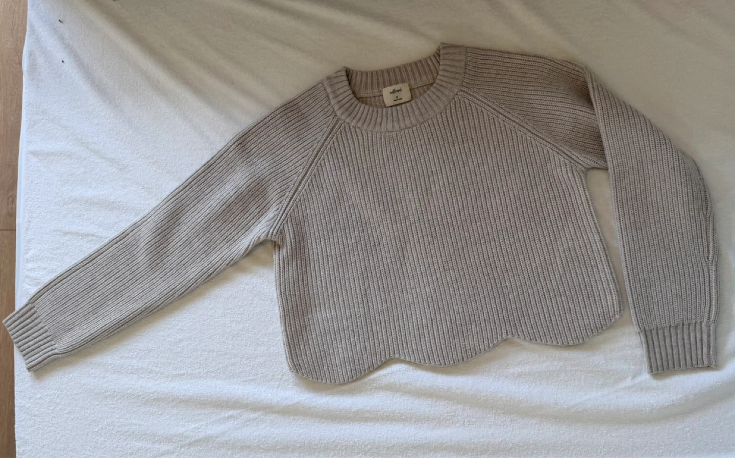 ARITZIA Wilfred 100% Merino Wool Scalloped Cropped Sweater - photo 3