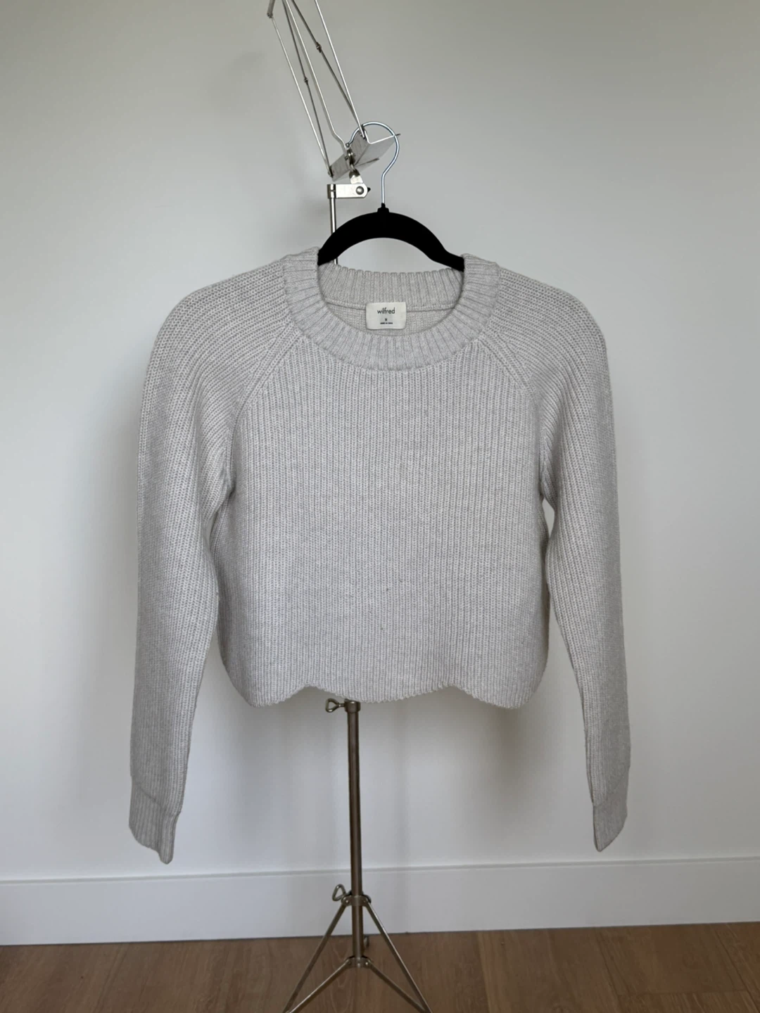 ARITZIA Wilfred 100% Merino Wool Scalloped Cropped Sweater