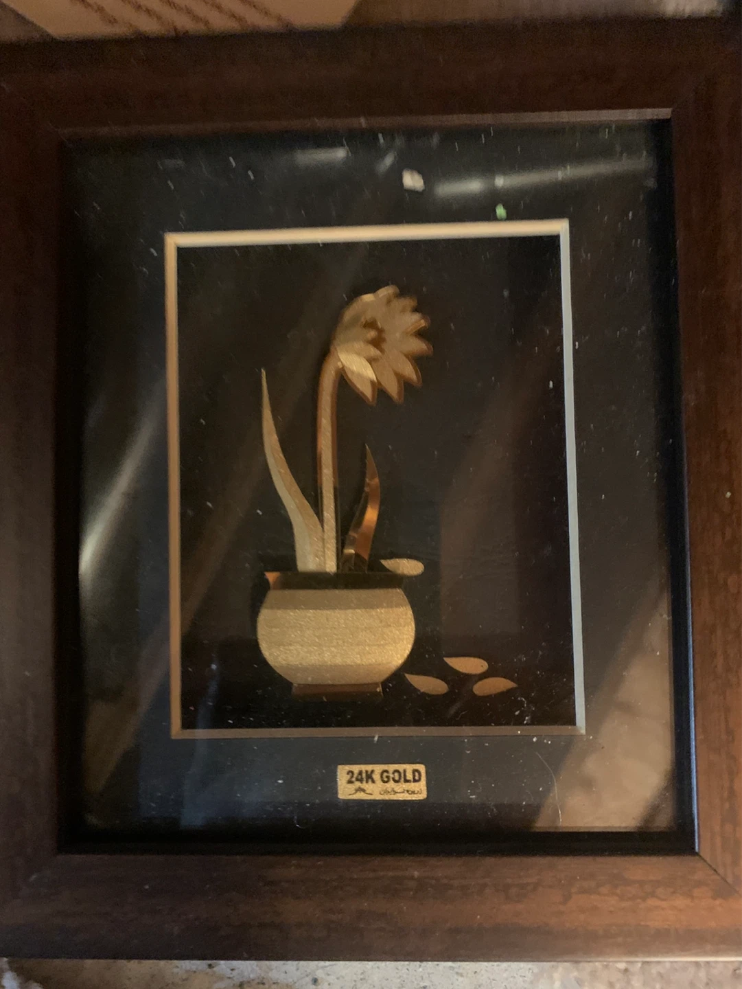 Framed 24K Gold Flower and Butterfly Art - photo 3