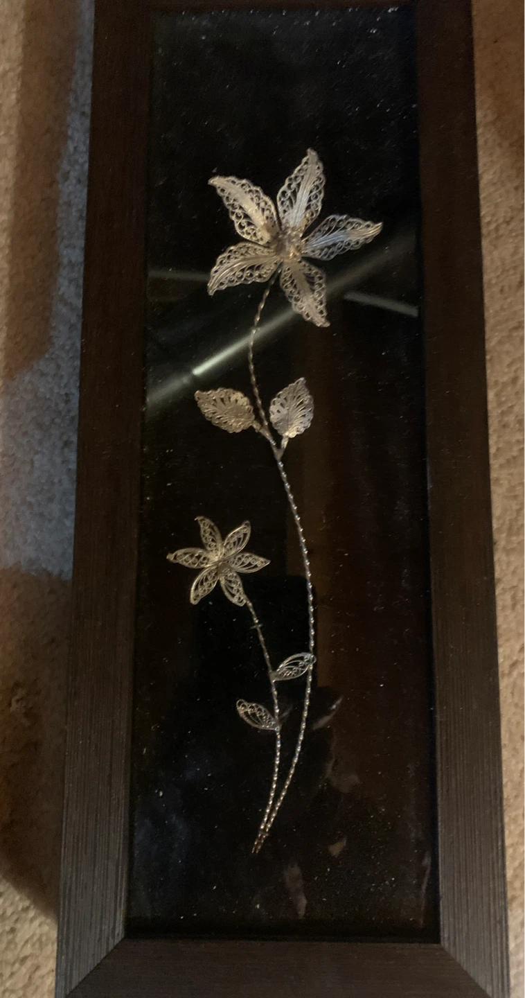 Framed 24K Gold Flower and Butterfly Art - photo 2